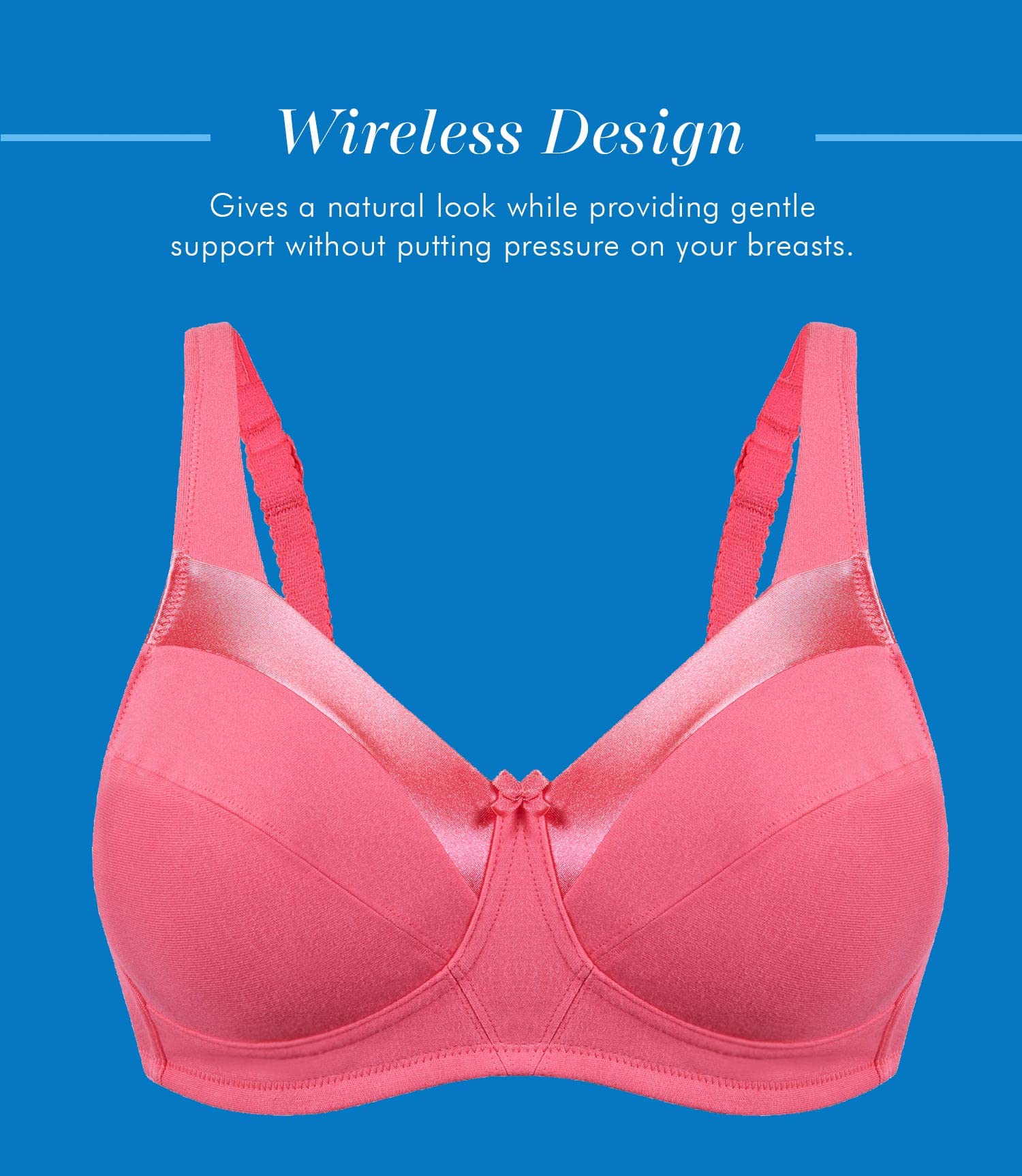 Bestform 5006715 Wireless Cotton Bra - Unlined Satin Trim Comfort Bra for Women | Perfect for Everyday Wear, Yoga & Lounge