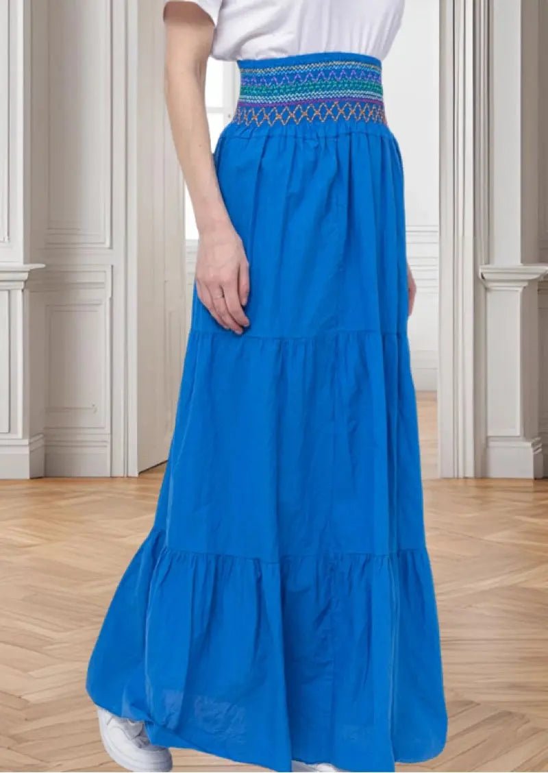 Anita Extra Long Blue Bustier Dress - Elegant Corset Top for Evening Wear, Prom, and Special Occasions