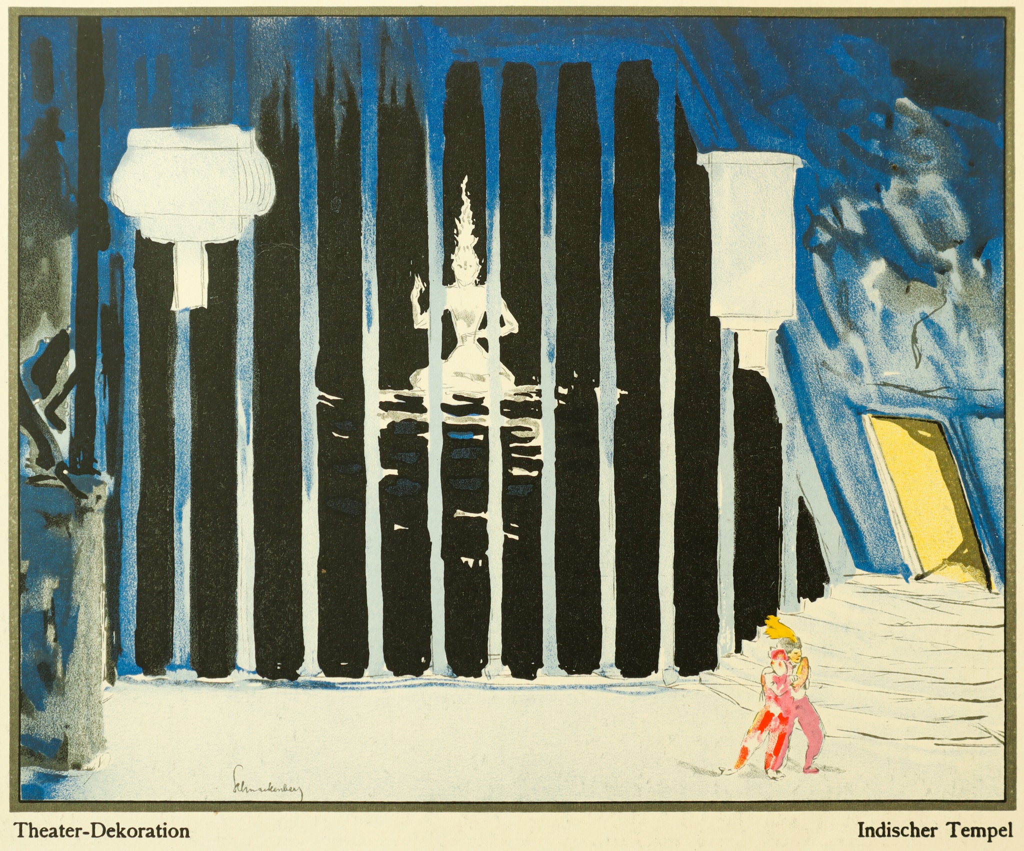 1922 Original German Art Deco Poster - Tangerine & Indischer Tempel (Recto/Verso) - Vintage Wall Art for Home Decor, Office & Gallery Display