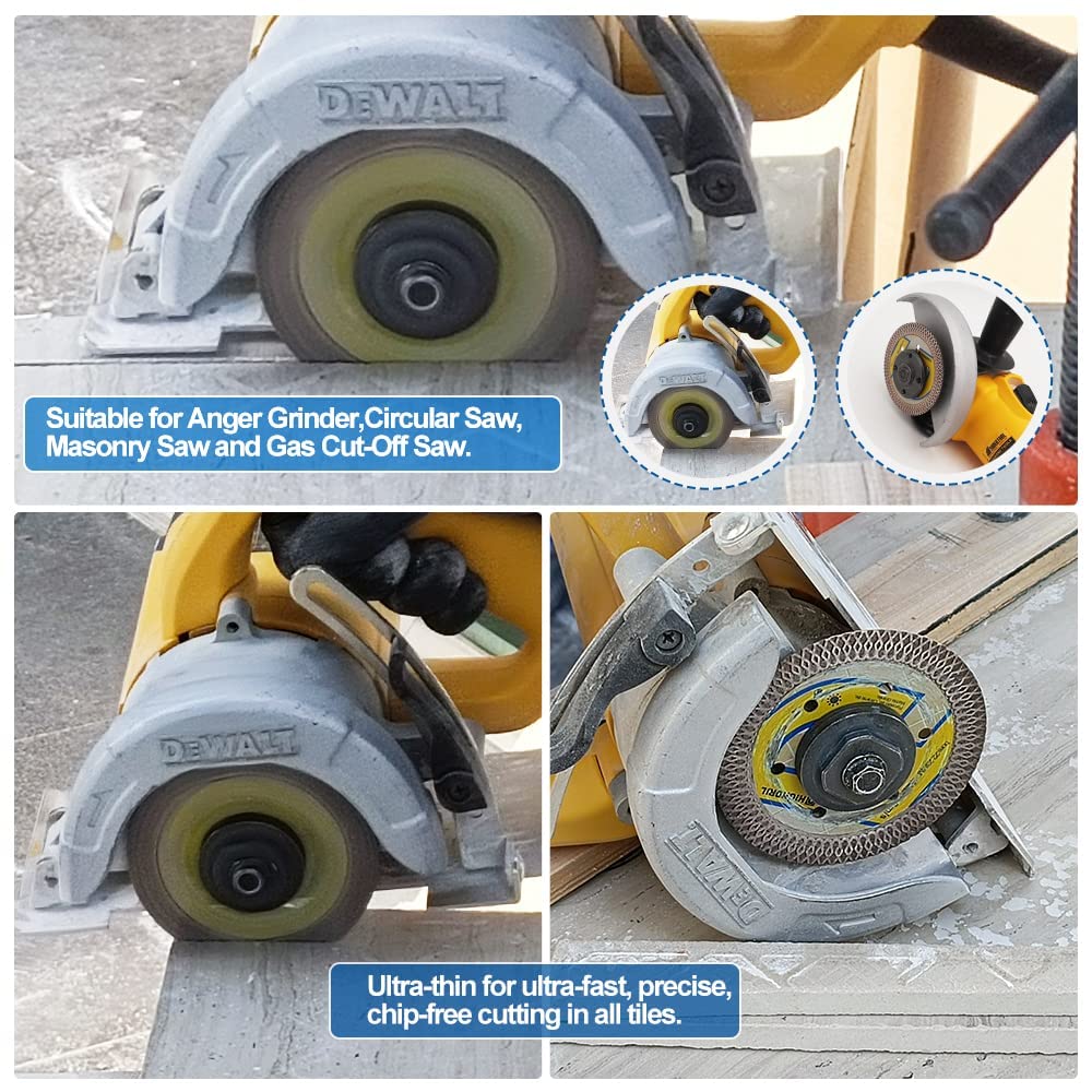 5-Pack HIGHDRIL 3 3/8 Inch Diamond Saw Blades for Tile Cutting - Turbo X Mesh Dry/Wet Use Circular Saw Disc for Porcelain, Ceramic, Granite & Marble | Perfect for Home Renovation, Bathroom Tiling & Stone Fabrication