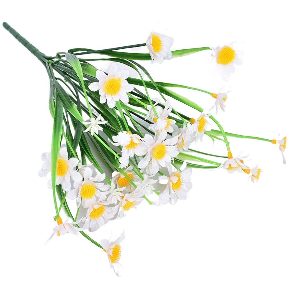 10pcs Artificial Daisies Fake Flowers - Outdoor UV Resistant Hanging Plants for Garden, Porch, Wedding & Home Decor (Yellow & White) - Perfect for Patio, Balcony & Indoor Decoration