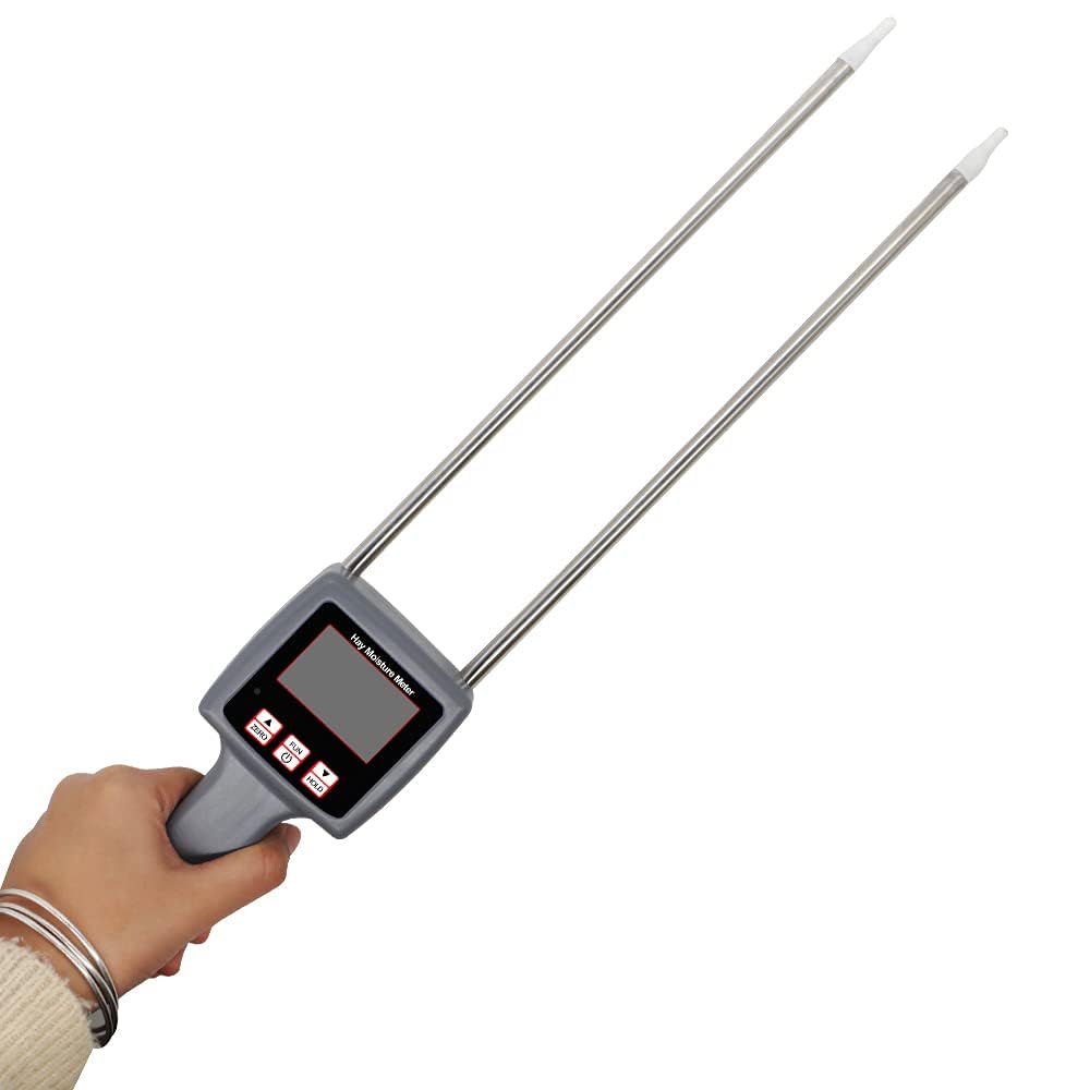 Digital Hay Moisture Meter Tester - 0-80% Range, 0.1 Resolution, ±0.5% Accuracy for Alfalfa, Pasture, Straw & More | Perfect for Farmers, Agriculture & Livestock Feed Quality Control