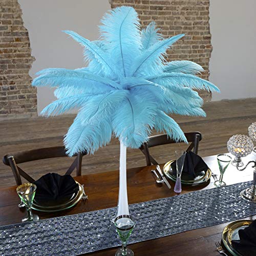 White Vase/Light Turquoise Feathers