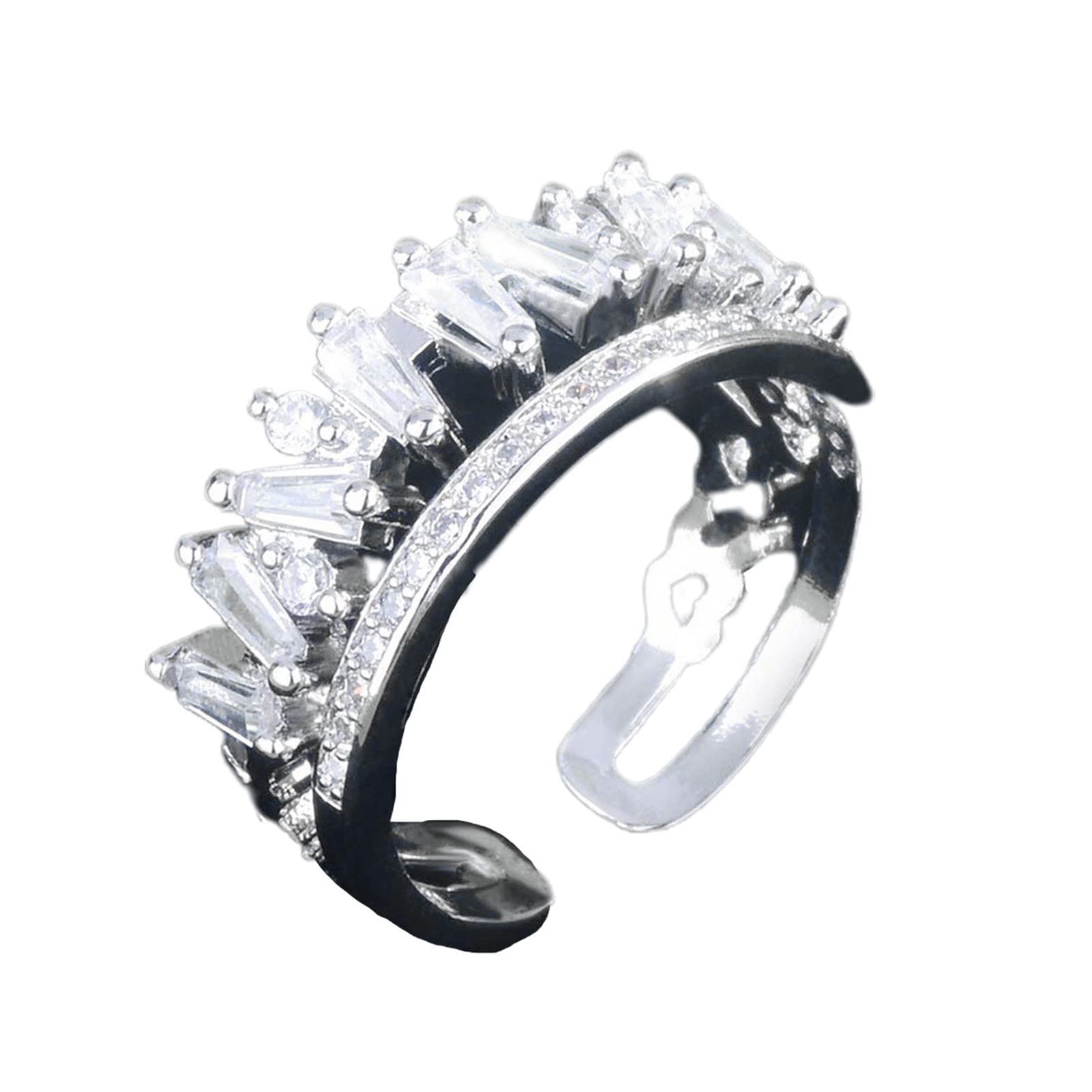 Stackable Couple Rings for Women & Men - Adjustable Knuckle Rings with Rhinestones, Double Layer Statement Jewelry - Perfect Gift for Wedding, Anniversary & Romantic Occasions