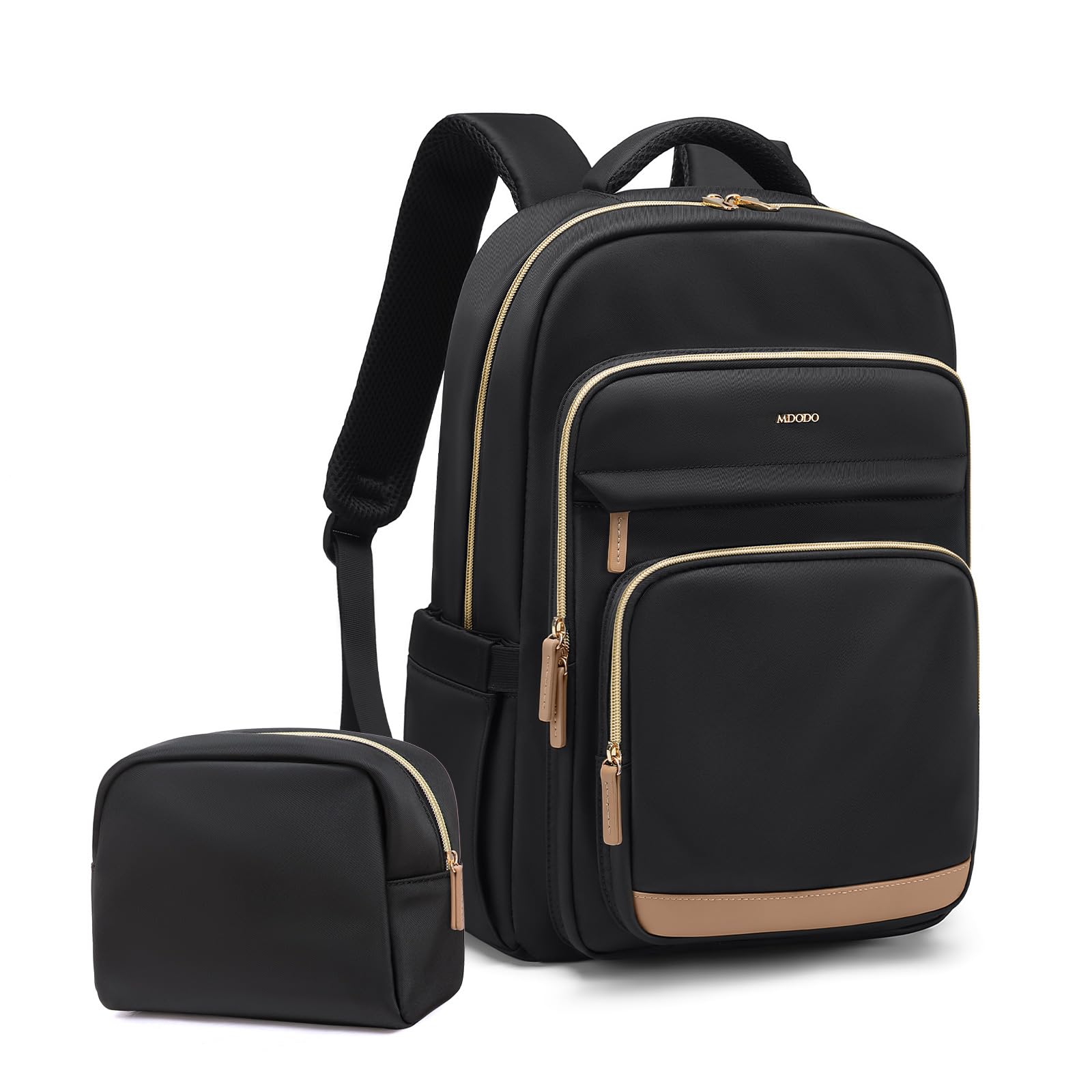 MDODO 15.6 Inch Travel Laptop Backpack for Business & College - Water Resistant Work Backpack with USB Charging Port & Laptop Compartment - Perfect for Commuting, Air Travel & School Use (Black)