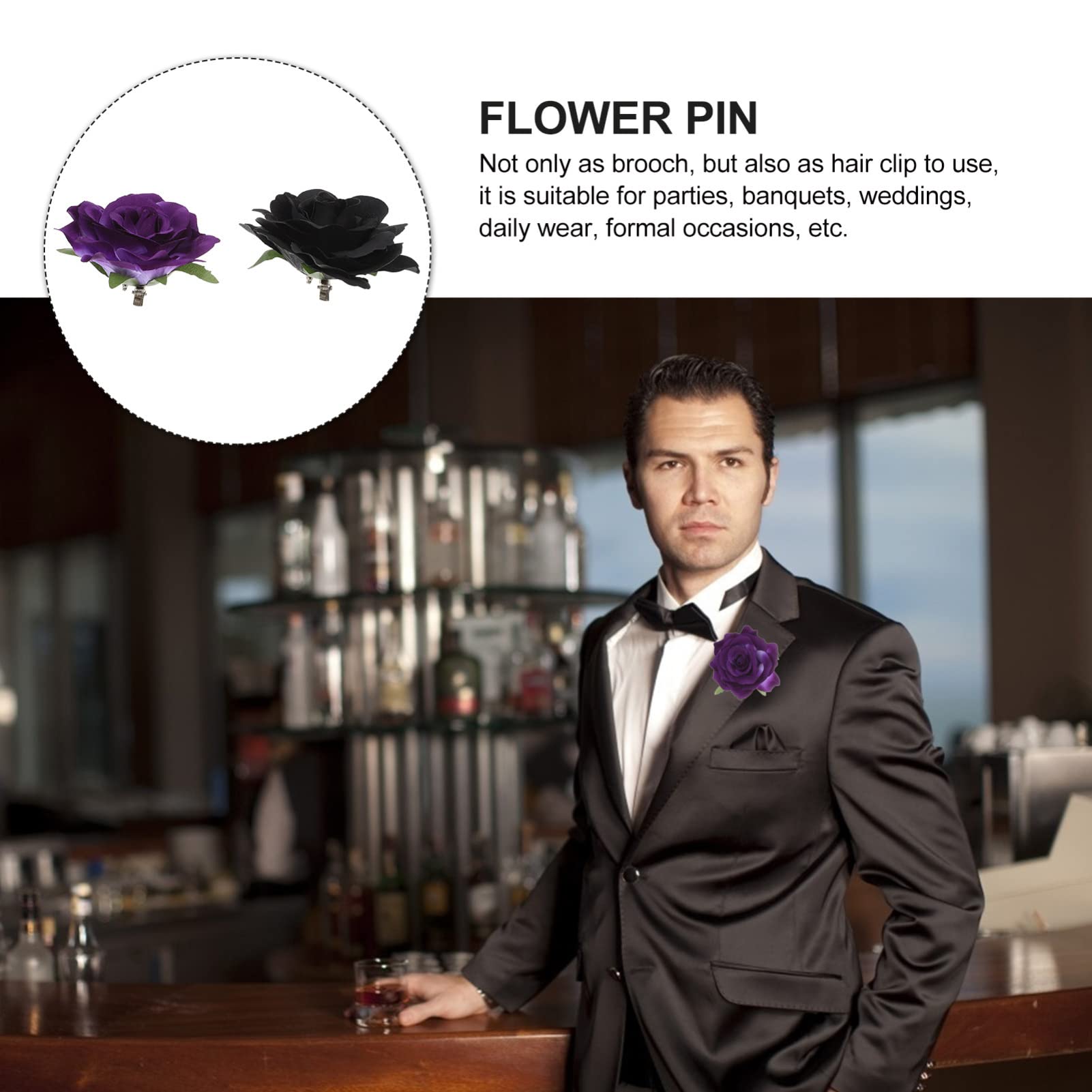 12pcs Rose Headdress Lapel Pins - Floral Brooches for Men & Women, Hair Clips & Flower Pins for Weddings, Parties, Prom, Bridal Accessories, Fashion Jewelry