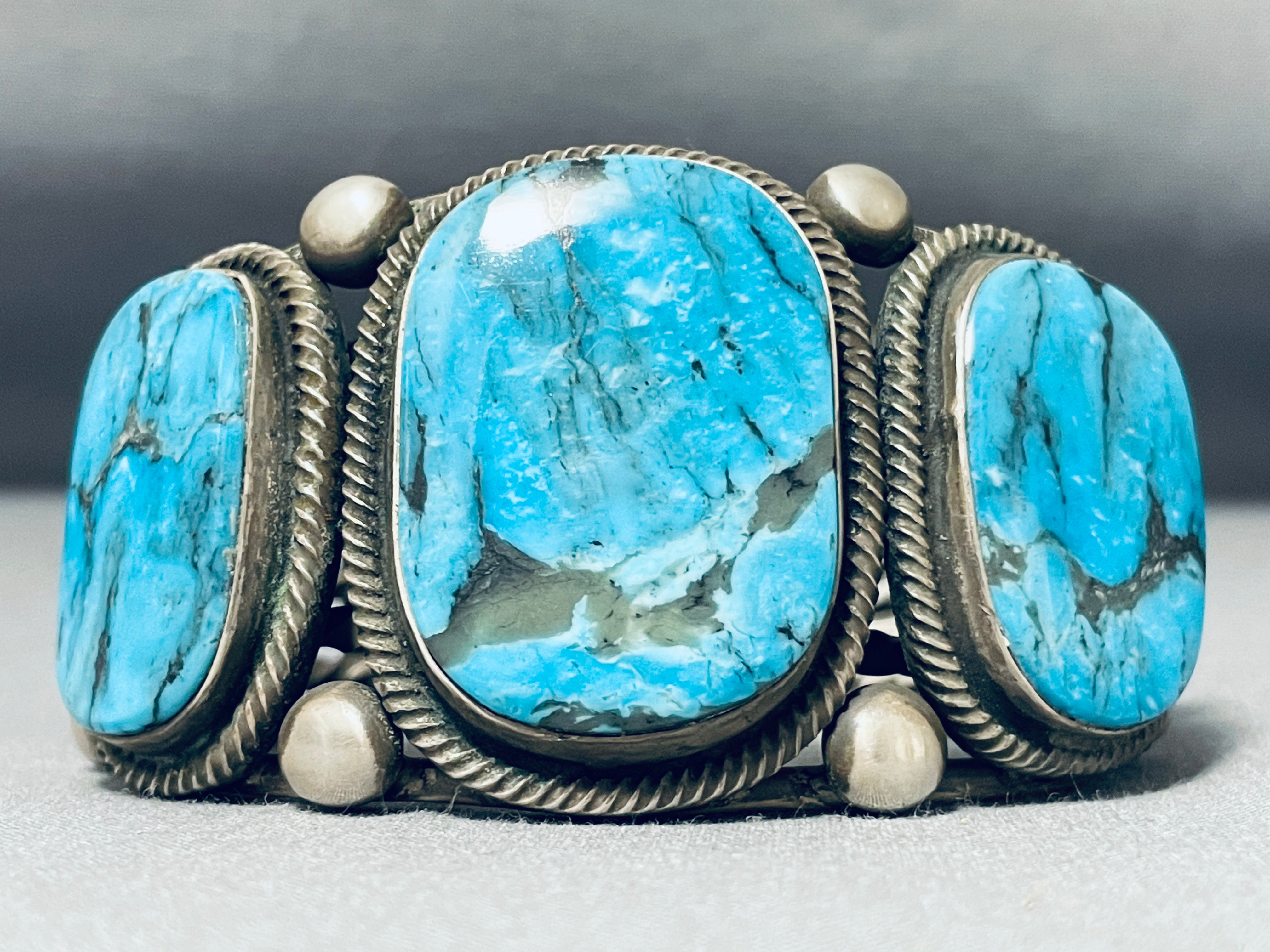 111 Gram Navajo Sterling Silver Turquoise Bracelet by Rick Martinez - Handmade Native American Jewelry for Women, Perfect for Boho Style & Special Occasions