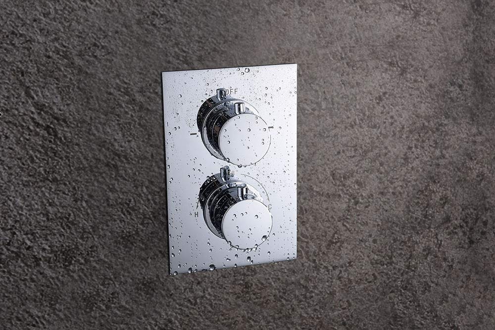 Oxen 153684 Thermostatic Shower Valve - Recessed Wall Outlet with Gloss Chrome Finish for Bathroom & Spa | Perfect for Modern Home Renovation & Luxury Shower Experience