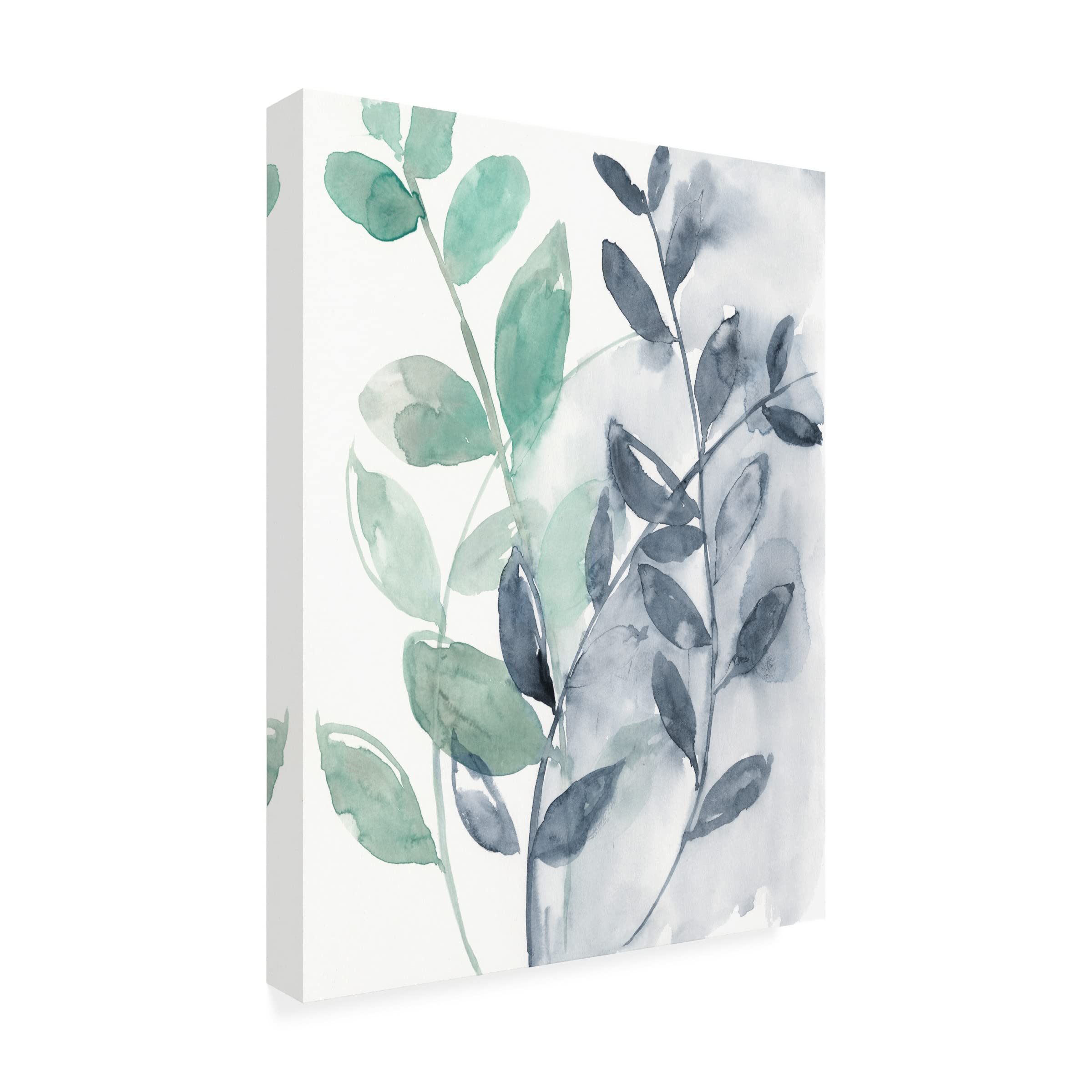 Jennifer Goldberger 'Water Flow Leaves I' Canvas Art Print - Modern Nature Wall Decor for Living Room, Bedroom & Office - Handmade Floral Botanical Painting