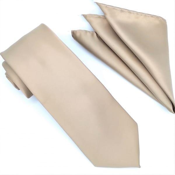 Elegant Beige Tie and Pocket Square Set for Men - Perfect for Weddings, Business Meetings & Formal Events