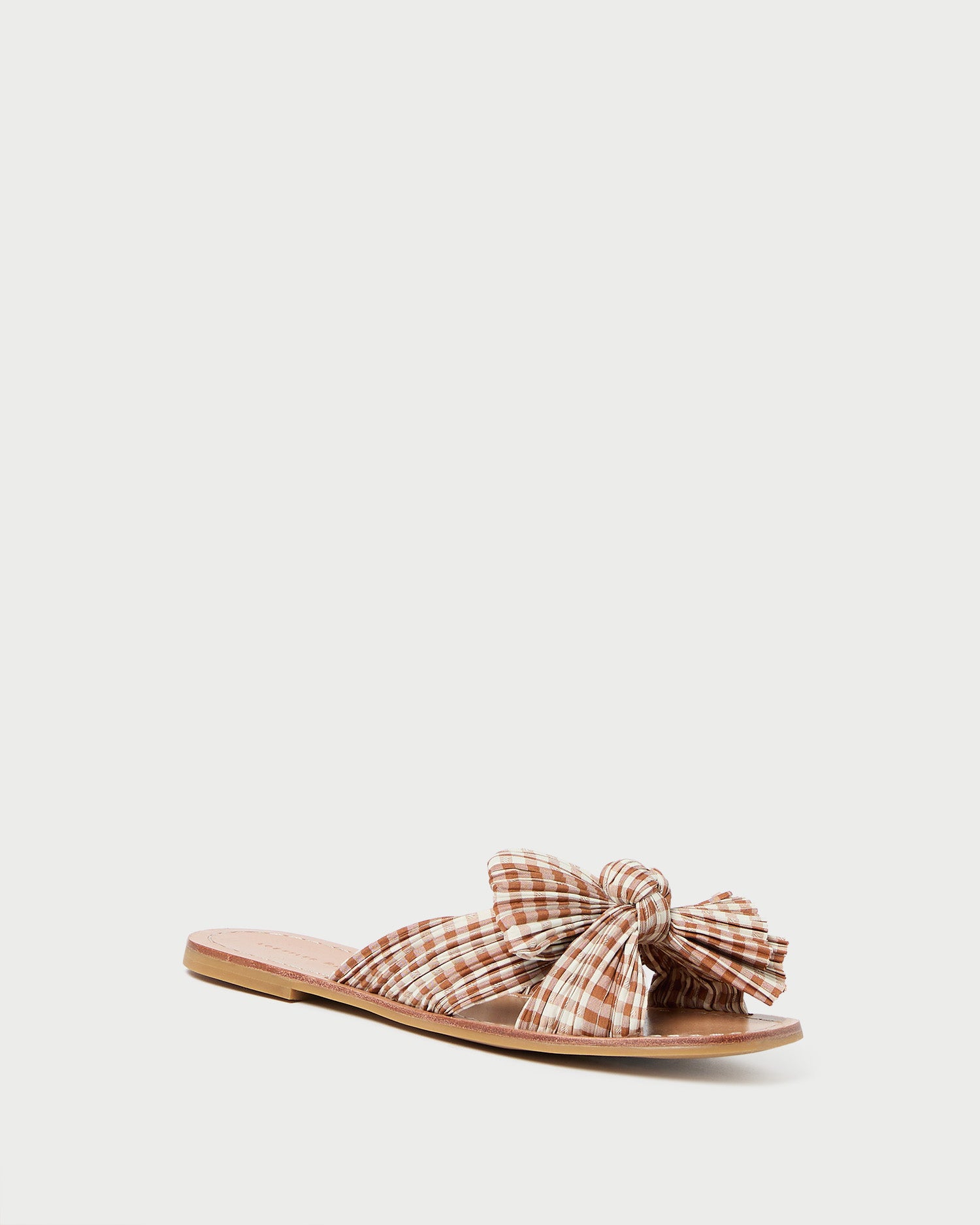 Rima Brown Gingham Bow Sandals for Women - Comfortable Summer Casual Shoes - Perfect for Beach, Vacation, and Outdoor Activities
