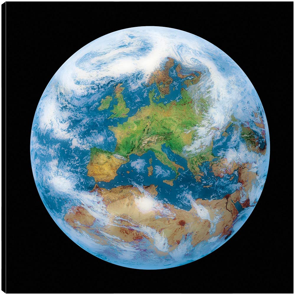 Contemporary Art Canvas Globe Wall Decor - 32x32 Inch Ready to Hang Canvas Print for Living Room, Bedroom, Office & More - Modern Photography Home Decor for Interior Design & Gift Giving