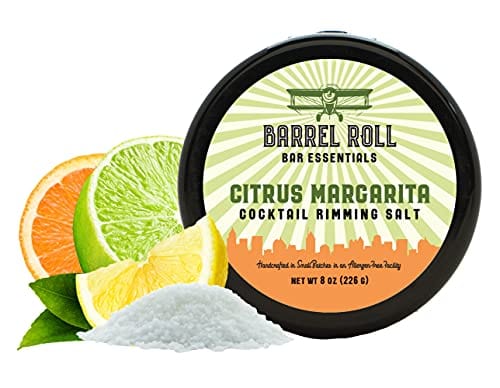 Barrel Roll Bar Essentials Cocktail Rimmers - Bartender Accessories with Natural Ingredients, Finishing Salt Garnish for Drinks (8 oz, 452 Servings) - Perfect for Citrus Margaritas, Glass Rimming Salts & Sugars - Ideal for Home Bars, Parties & Professional Mixology