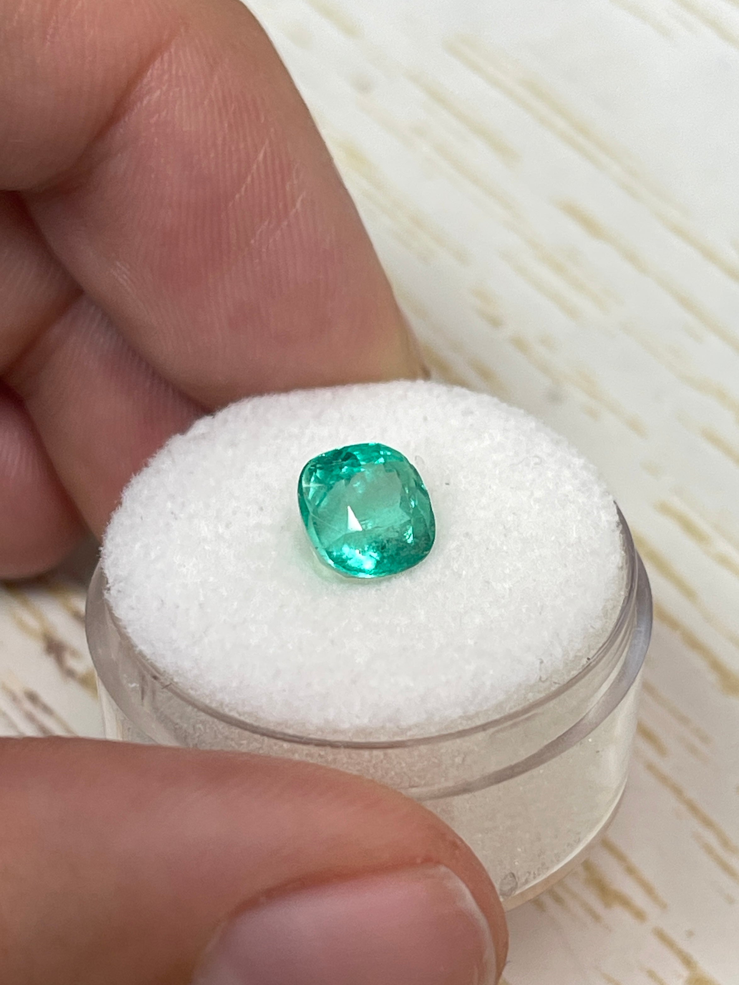 2.11 Carat Medium Green Natural Loose Colombian Emerald Cushion Cut 7.4x7.2mm - Perfect for Engagement Rings, Fine Jewelry & Collector's Gemstones