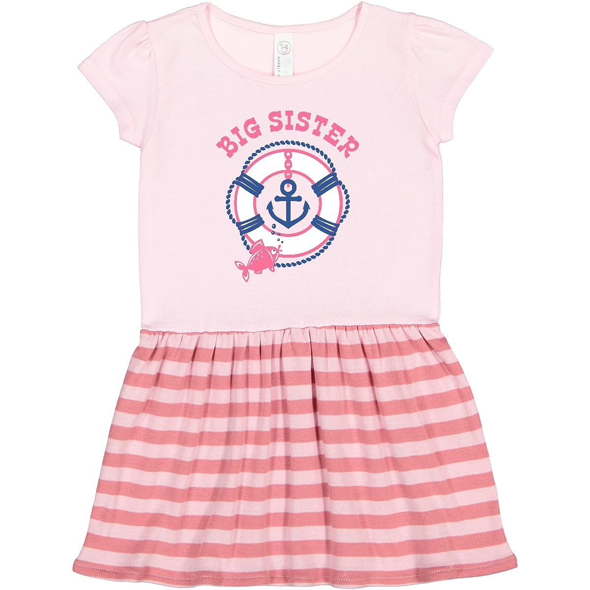 Inktastic Nautical Big Sister Toddler Dress - Cute Sailor Outfit for Baby Girls | Perfect for Family Photos, Beach Trips & Sibling Matching Outfits
