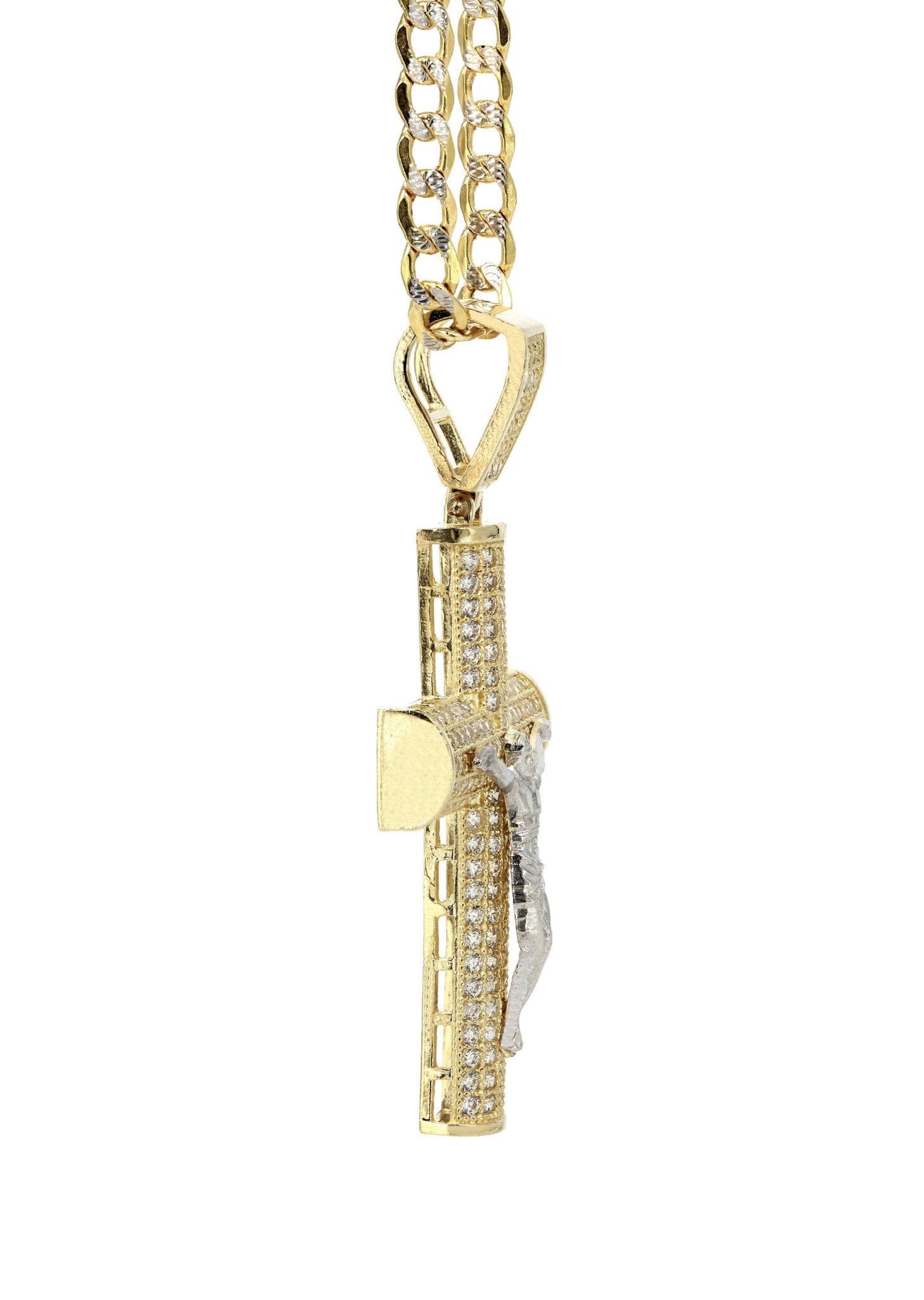 10K Yellow Gold Pave Cross Necklace for Women - 10.4 Grams | Elegant Religious Jewelry Gift for Baptism, Confirmation & Everyday Wear