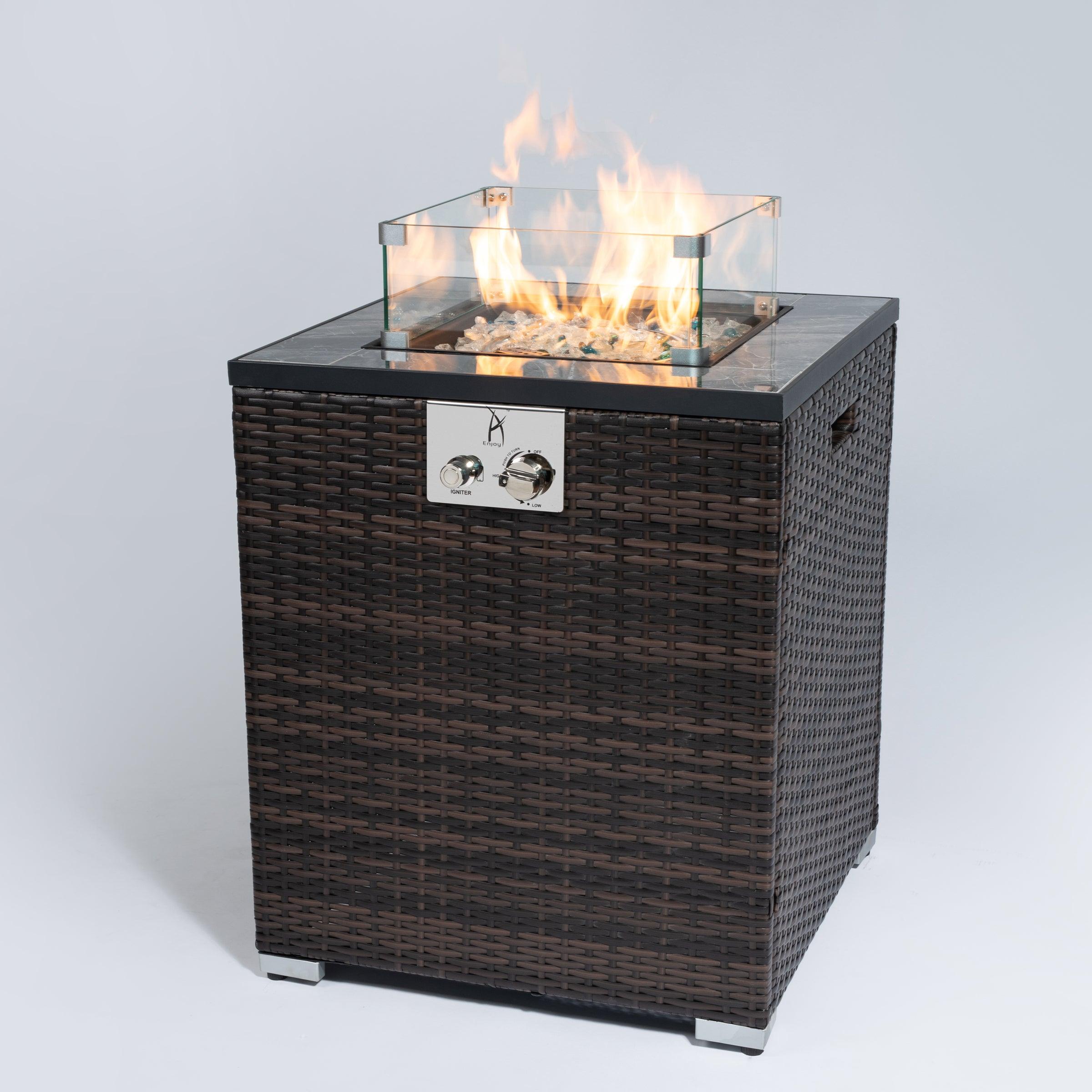 28 Inch Outdoor Propane Fire Pit Column - Decorative Gas Fire Table for Garden, Patio & Backyard | Perfect for Outdoor Gatherings & Relaxing Evenings
