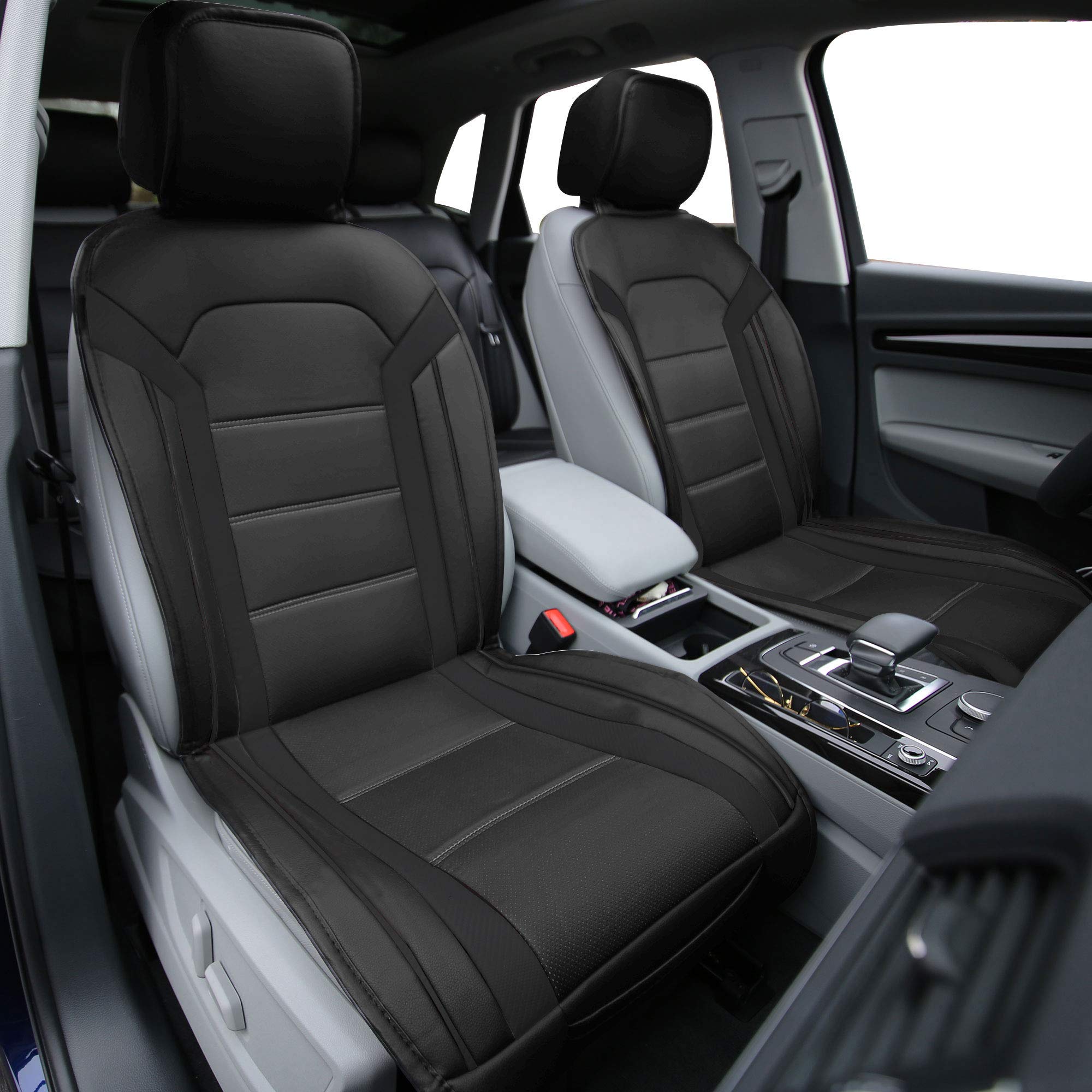TLH Futuristic Leather Seat Cushion - Universal Fit Black Car Seat Cover Protector for Cars, Trucks & SUVs | Premium Comfort & Style for Long Drives & Commuting