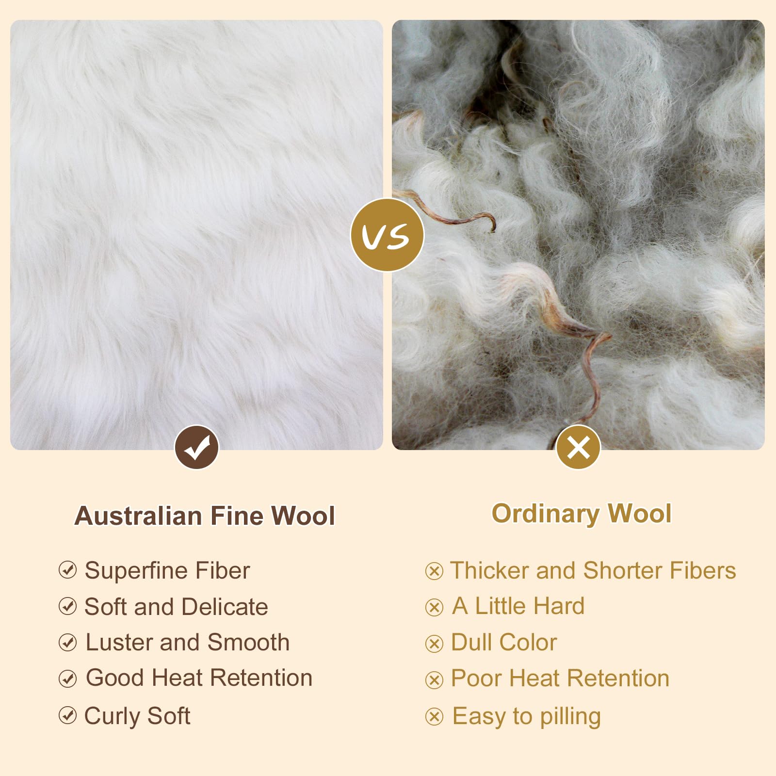 Premium 100% Australian Wool Blanket - Queen Size, Hypoallergenic & Machine Washable - Soft Non-Itchy Pure Wool Throw for Bed, Sofa & Winter Coziness (Coffee Brown)