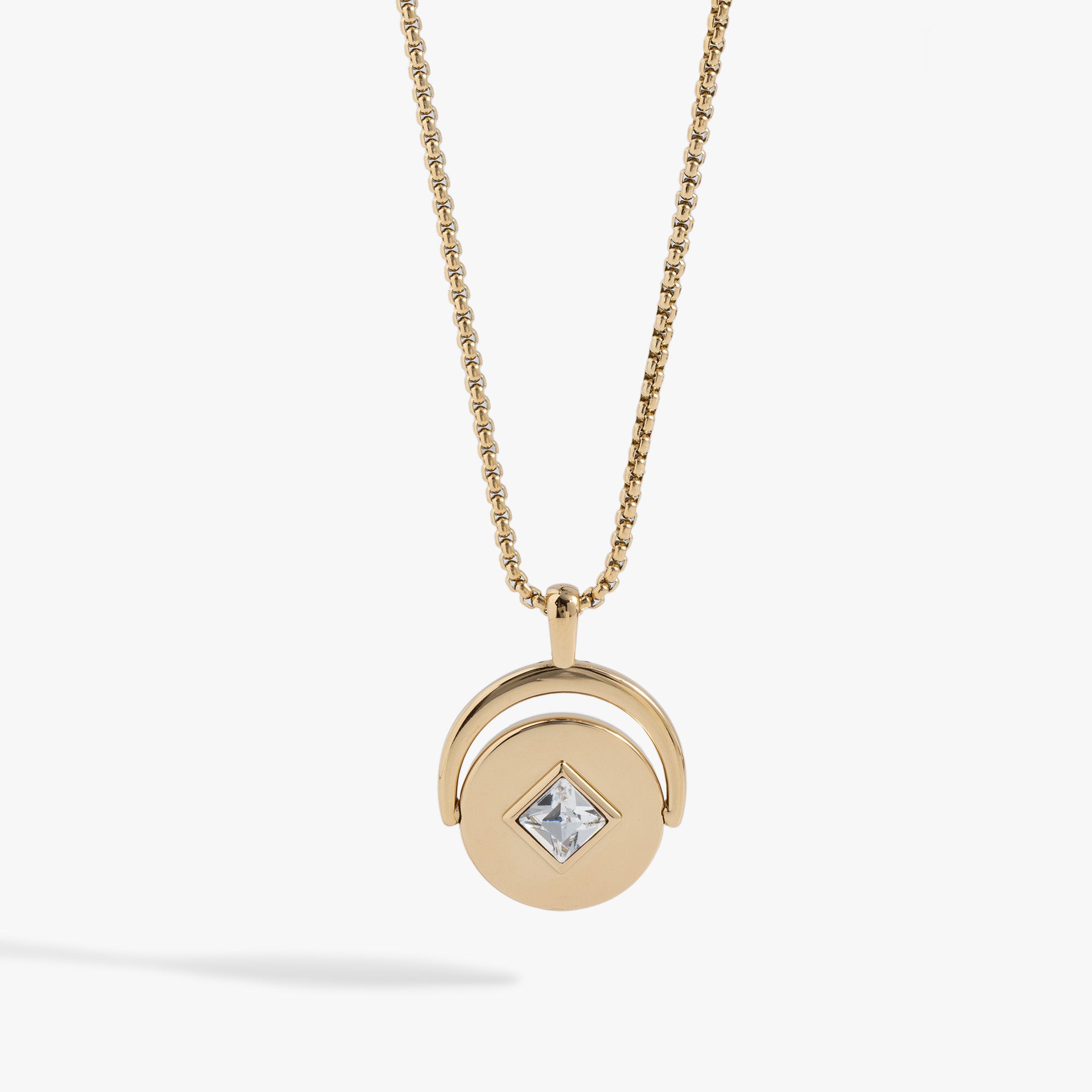 April Birthstone & Flower Flip Charm Necklace - Sterling Silver Dainty Pendant Jewelry for Women - Perfect Birthday Gift & Everyday Wear