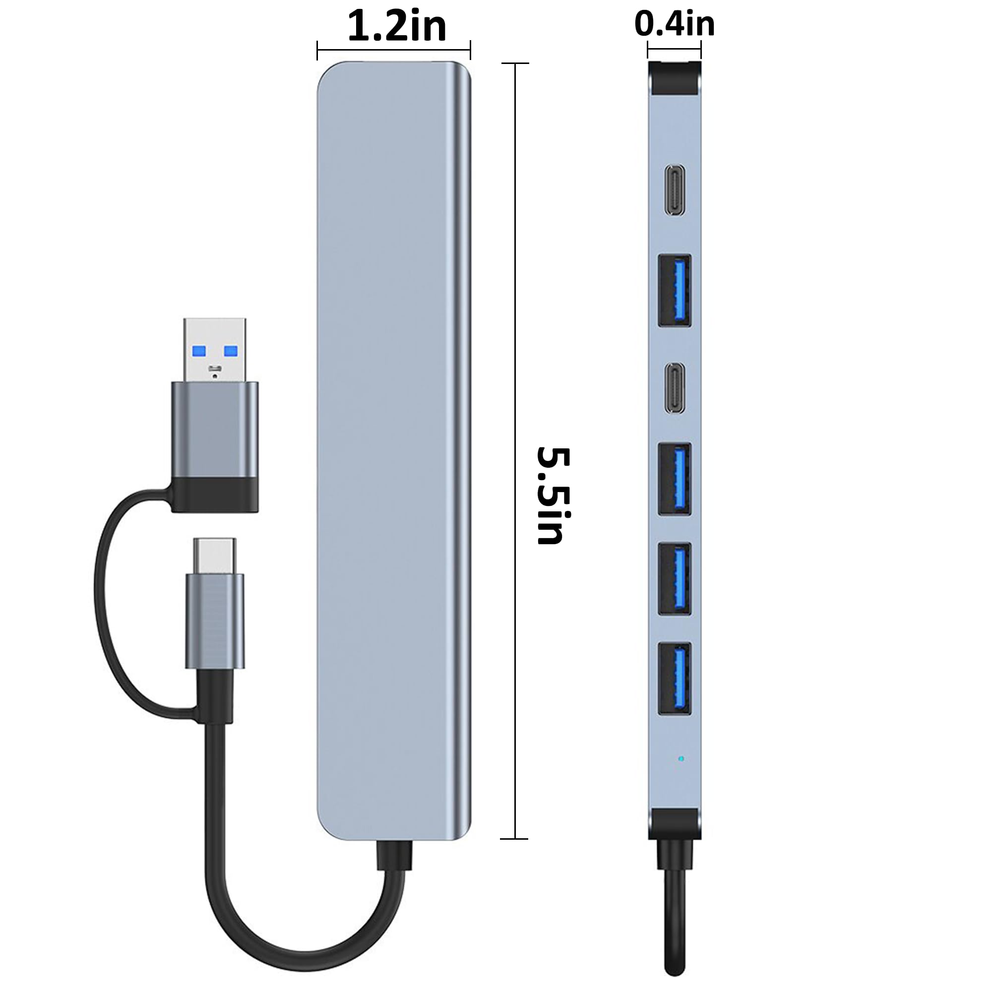 SINGAHOR 7-Port USB C Hub with 1 USB 3.0, 4 USB 2.0 & 1 USB-C Port - High-Speed Data Transfer for Windows, MacBook, PC & Laptops - Perfect for Home Office, Remote Work & Multi-Device Connectivity