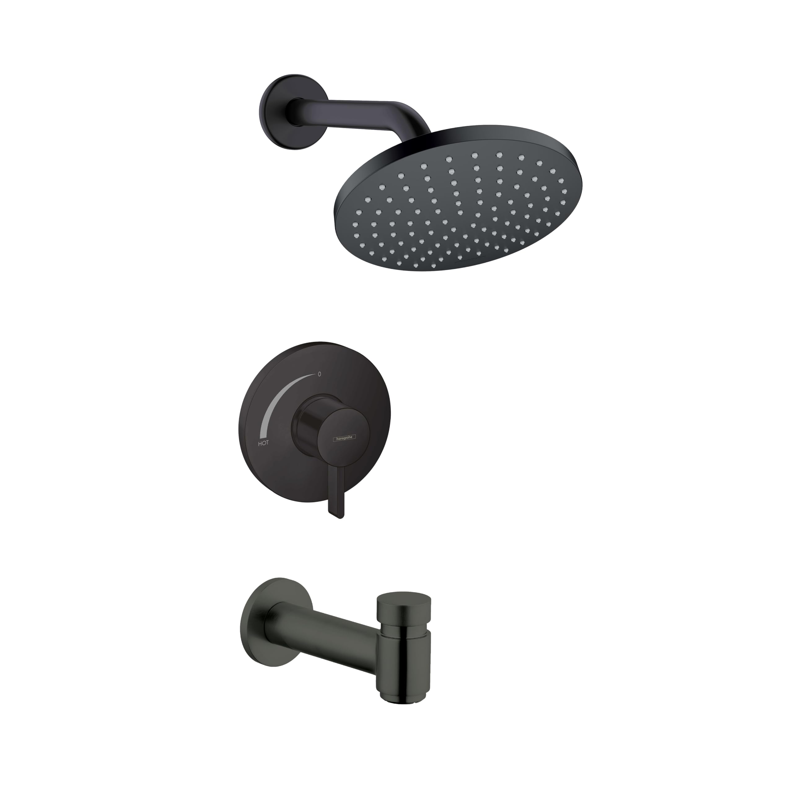 Hansgrohe Vernis Blend Shower Set 2.5 GPM - Matte Black 1-Spray Full Shower Trim Kit (Model 04955670) | Modern Bathroom Upgrade for Luxurious Rainfall Shower Experience