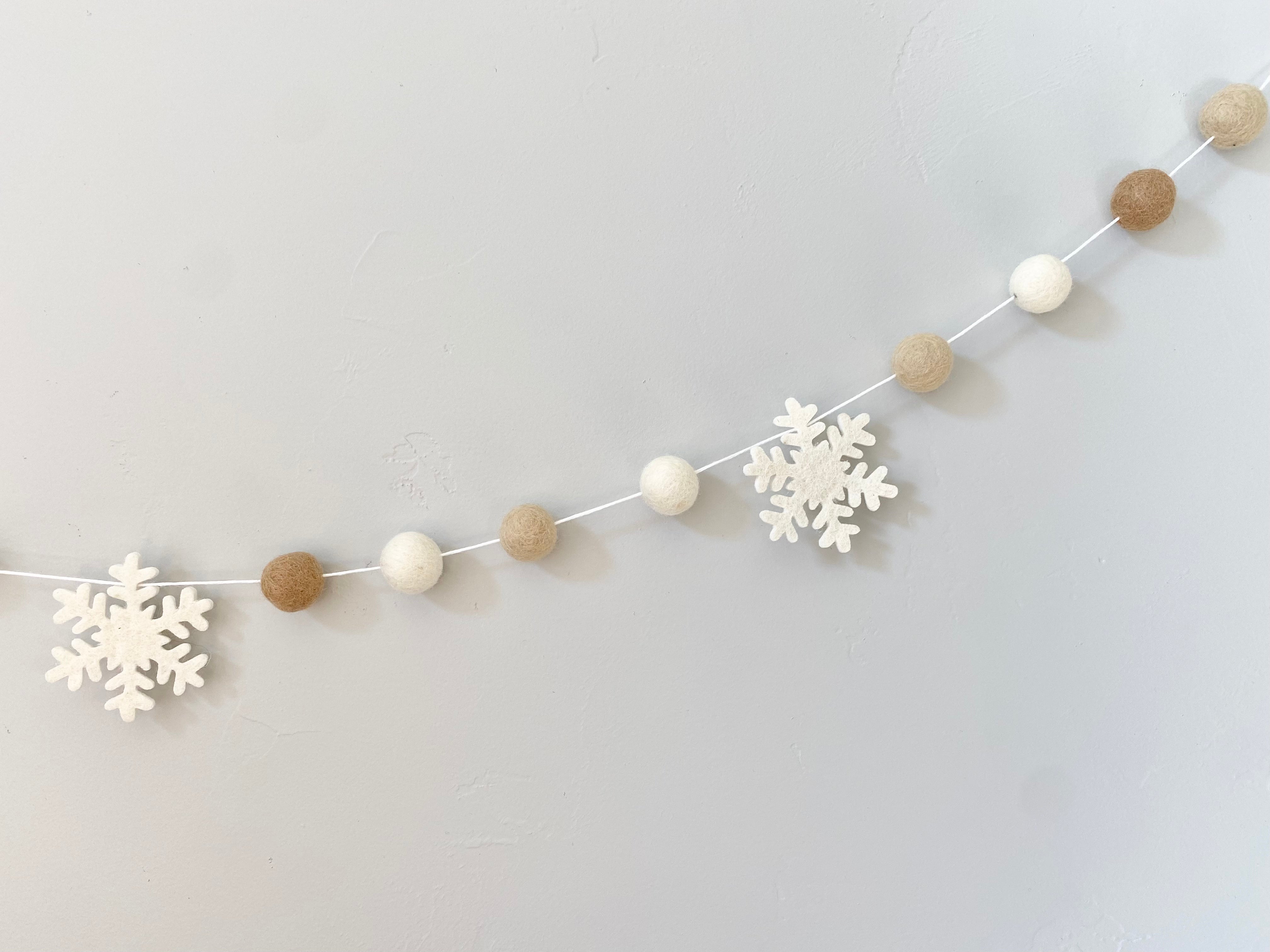 Neutrals Snowflake Garland - Best Selling Winter Holiday Decor for Christmas Tree, Fireplace & Home Decoration