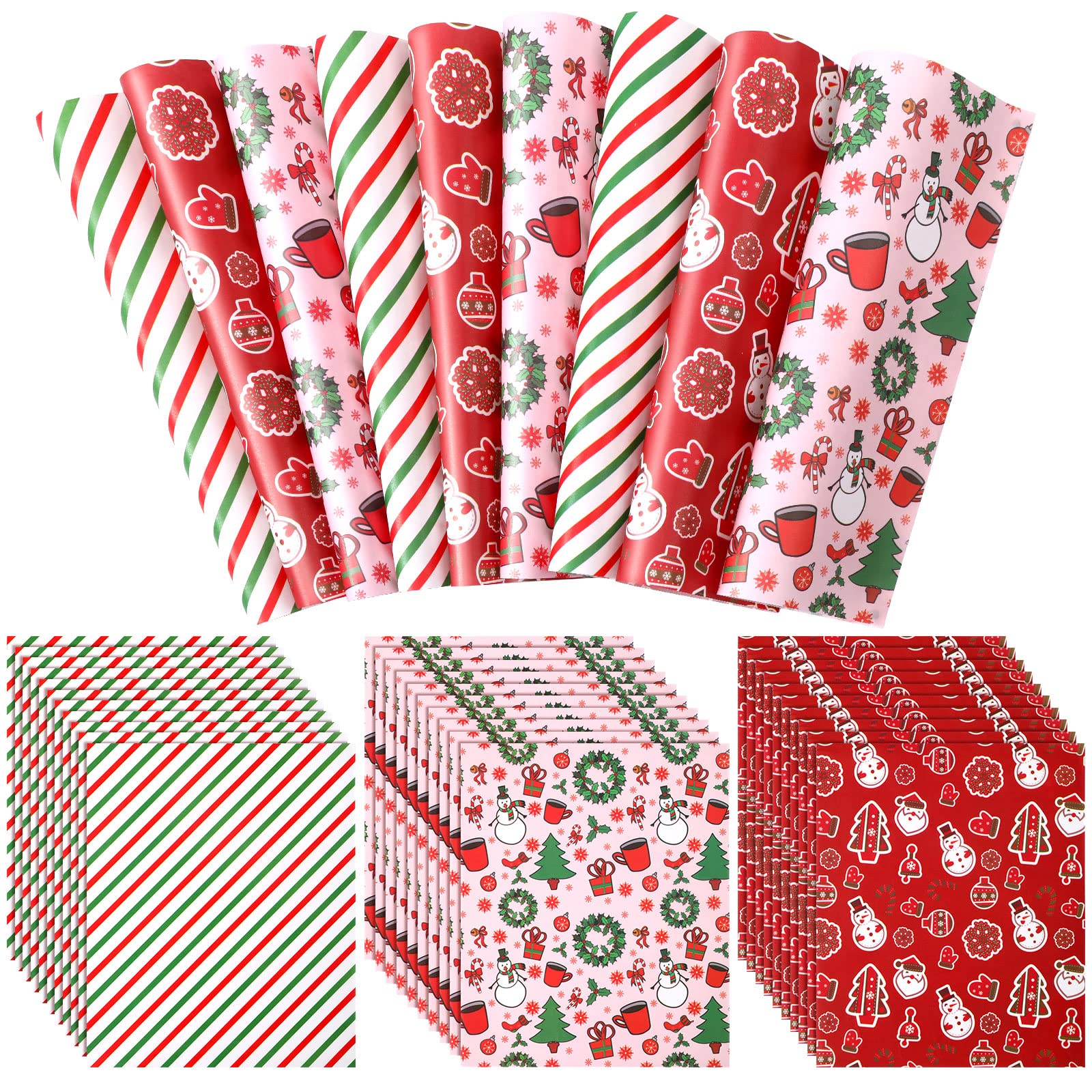 150 Pcs Christmas Wax Paper Sheets - Food Wrapping & Grease Resistant Parchment Paper for Holiday Baking, Kitchen, Picnics | Winter Snowman Tree Design Waterproof Oil Proof Liner