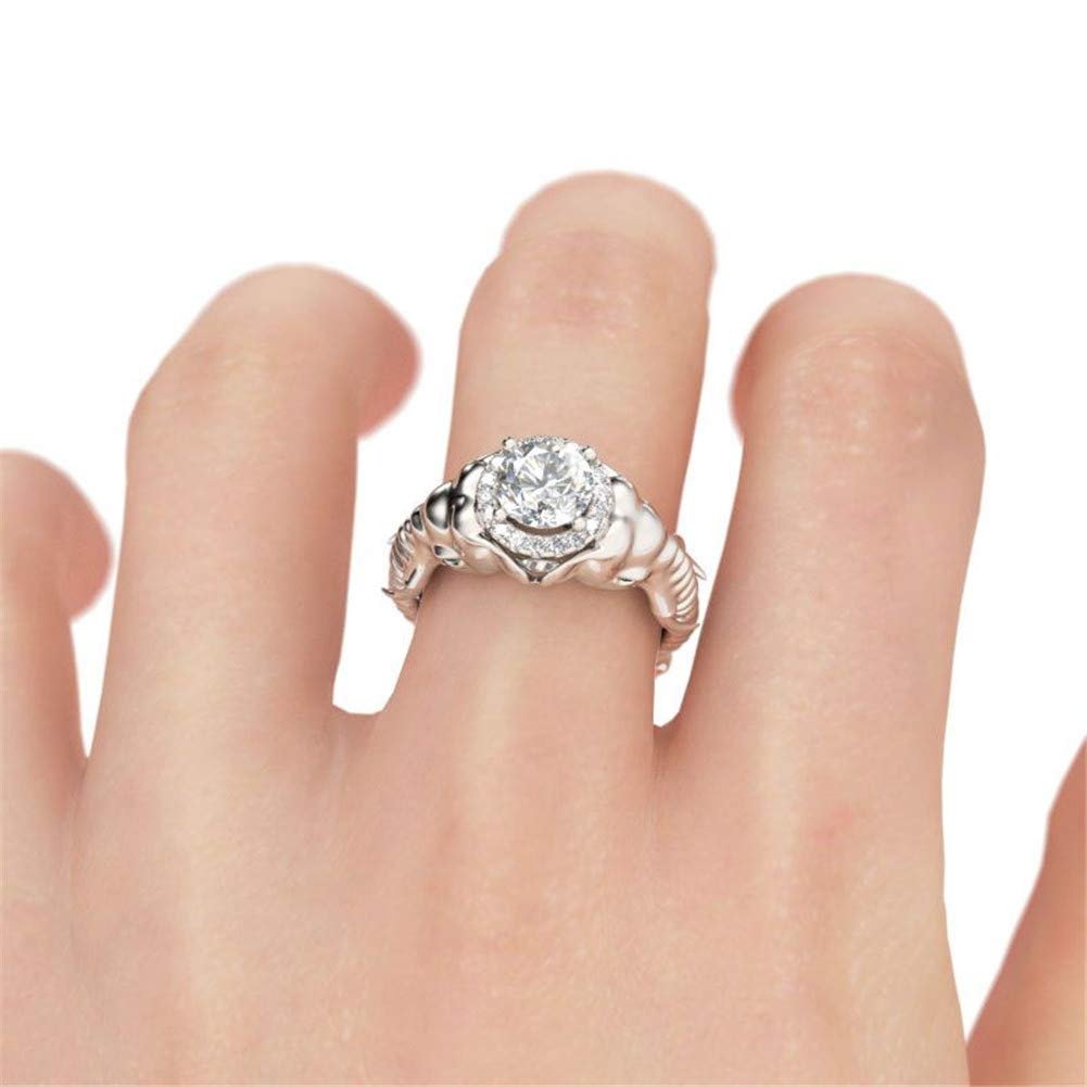 Jeulia 2.5 Carat Elephant Ring Set for Women - 925 Sterling Silver Cubic Zirconia Wedding Band, Engagement & Anniversary Rings - Romantic CZ Solitaire Promise Rings for Brides, Perfect for Proposals, Weddings & Special Occasions