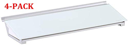 Glass Whiteboard Desktop Computer Pad with Storage Drawer - 18 x 6 Inches White Dry Erase Surface (GDP186) - Perfect for Office, Home Study & Workspace Organization - 4-Pack Set