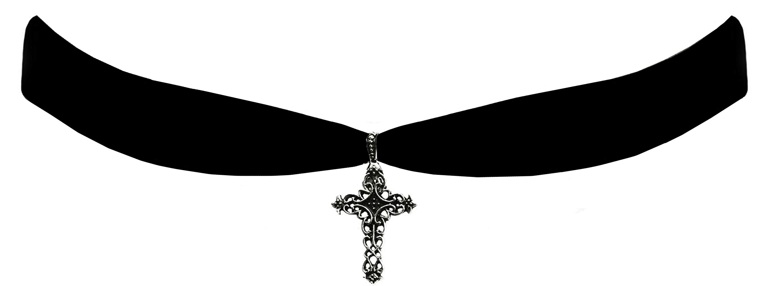 Victorian Style Black Velvet Choker Necklace with Cross Pendant - Gothic Jewelry for Women, Perfect for Halloween, Cosplay, and Evening Parties