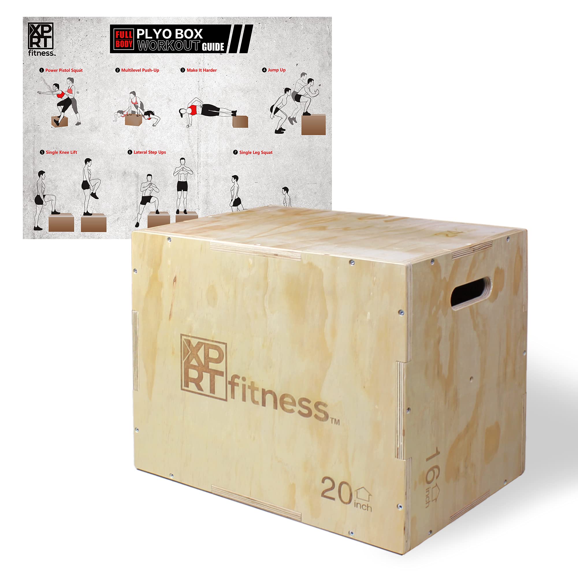 XPRT Fitness 3-in-1 Wood Plyometric Jump Box for Cross Training, HIIT Workouts & Step Exercises - Perfect for Home Gym, Outdoor Fitness & Athletic Conditioning