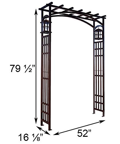 Panacea 84303 Black Mission Garden Arbor with Lanterns - 79.5