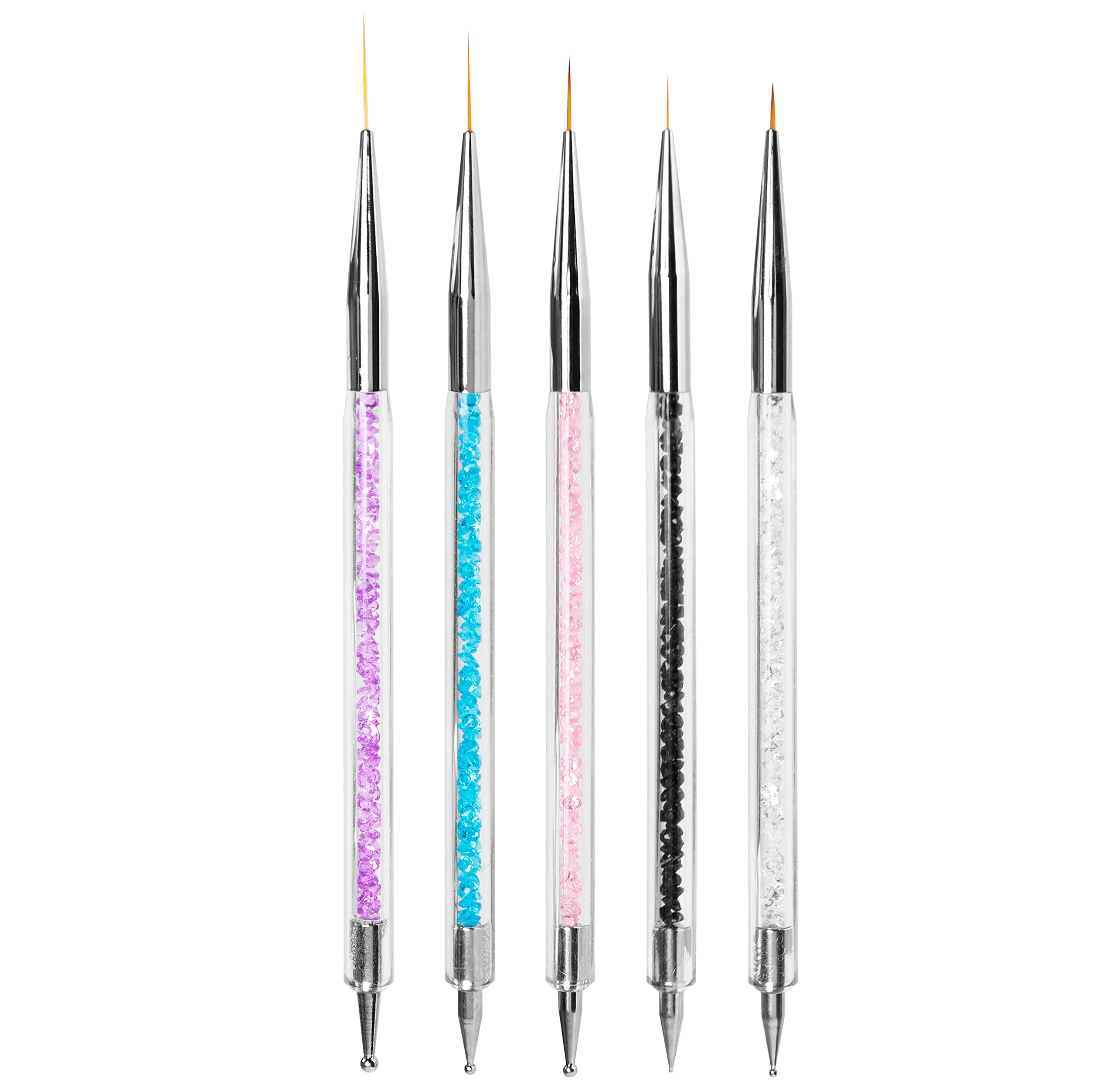 HOMEREVEL 5-Piece Nail Art Brush Set for Precise Designs & Fine Detailing - Professional Salon & DIY Home Manicure Kit - Perfect for Gel Polish, Acrylic Nails & Creative Nail Art Designs
