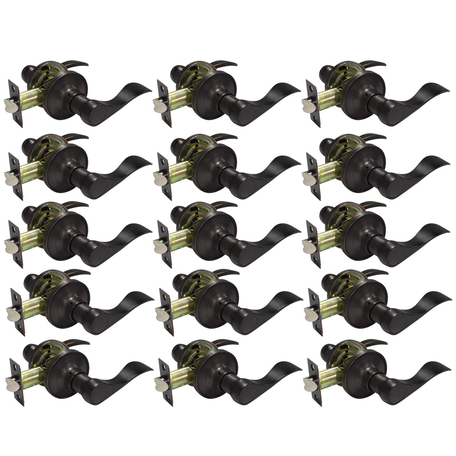 Gobrico Oil Rubbed Bronze Hallway Closet Levers - 15 Pack Keyless Passage Door Handles for Interior Doors | Perfect for Bedrooms, Bathrooms & Closet Doors