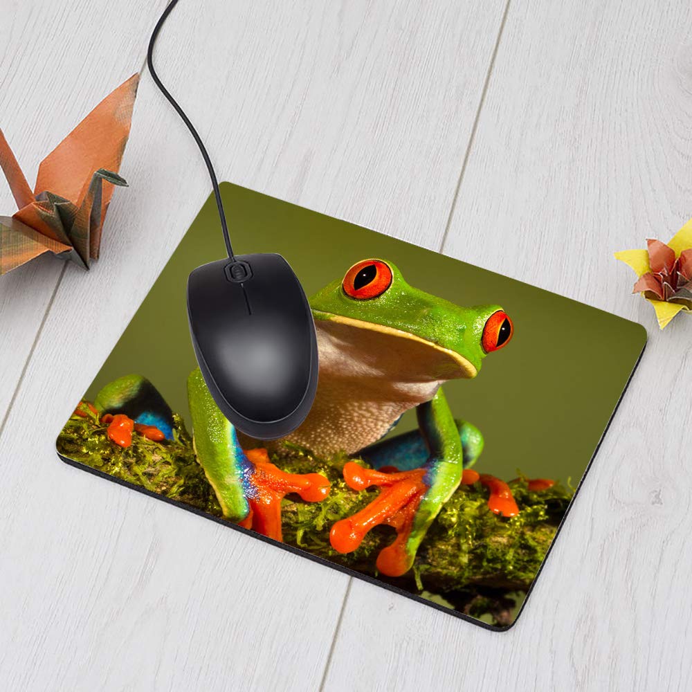 Cute Green Tree Frog Gaming Mouse Pad - Non-Slip Rubber Computer Mouse Mat for PC, Laptop & Office Desk (9.5x7.9 Inch) - Perfect for Gamers, Work & Home Office Setup
