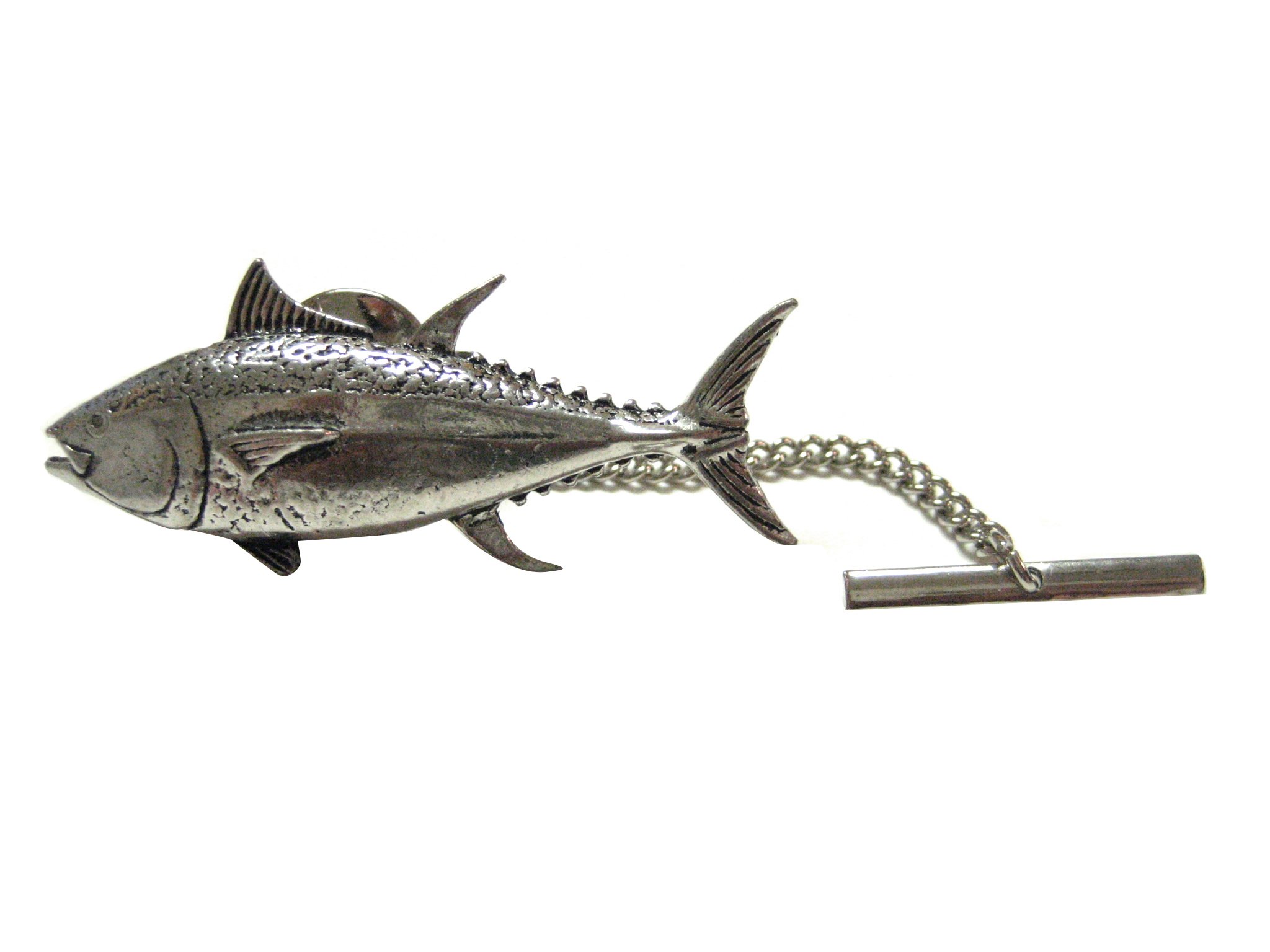 Kiola Designs Elegant Tuna Fish Tie Tack Pin - Stainless Steel Lapel Pin for Men - Perfect for Business Meetings, Weddings & Formal Events