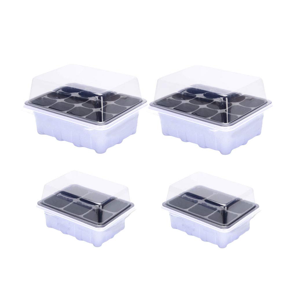 DOITOOL 4-Pack Seed Starter Trays - 6 & 12 Cell Nursery Pots with Clear Dome Lids for Indoor Gardening, Hydroponics, Bonsai & Plant Propagation (2 of Each Size) - Perfect for Home Gardeners & DIY Plant Enthusiasts