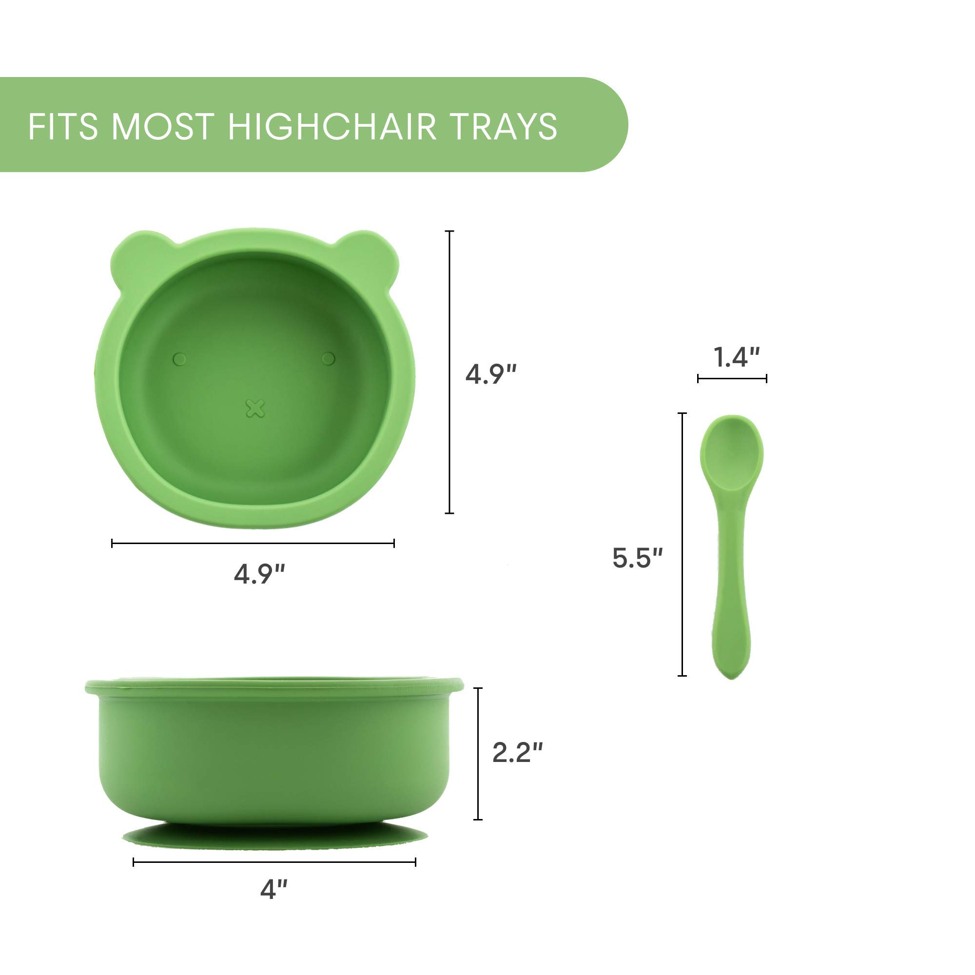 Baby & Toddler Feeding Set - BPA-Free Silicone Suction Bowl with Spoon for Girls & Boys - Microwave Safe, Non-Slip Infant Mealtime Essentials - Perfect for High Chairs, Travel & Mess-Free Feeding (Mint Green, 1 Set)
