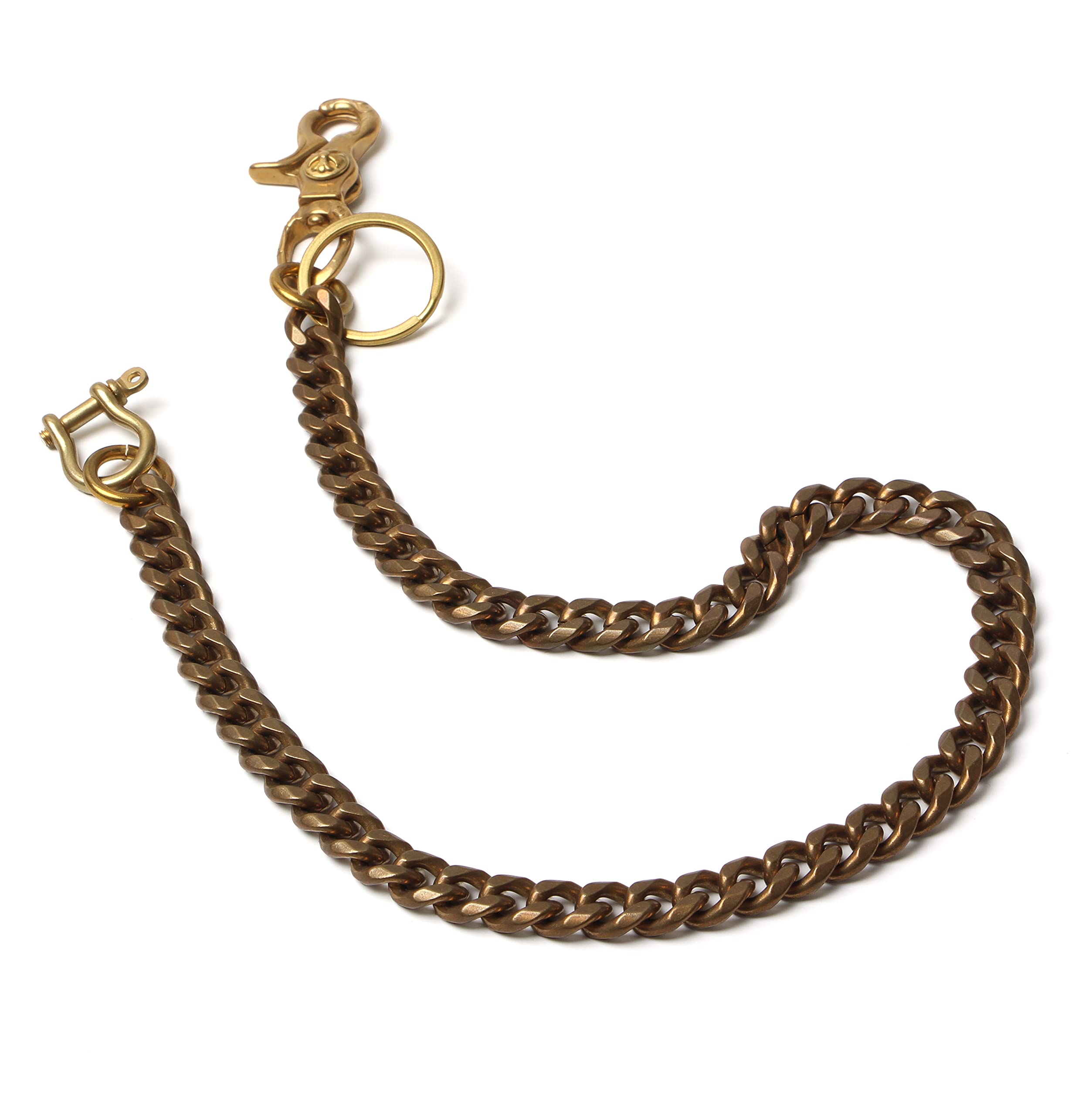 Ruth&Boaz Solid Brass Chain Biker Trucker Keychain - Heavy Duty Key Ring for Jeans, Wallet & Motorcycle Keys - Perfect for Bikers, Truckers & Outdoor Enthusiasts