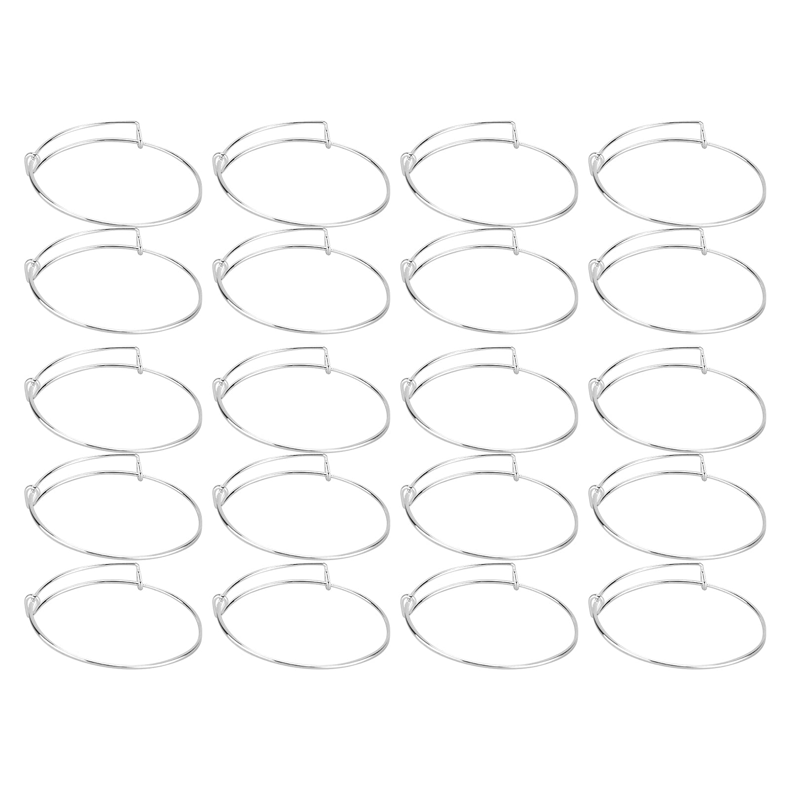 20PCS Expandable Stainless Steel Bangle Bracelets - Adjustable Wire Blank Bracelets for DIY Jewelry Making, Silver Color | Perfect for Handmade Crafts, Gift Giving & Fashion Accessories