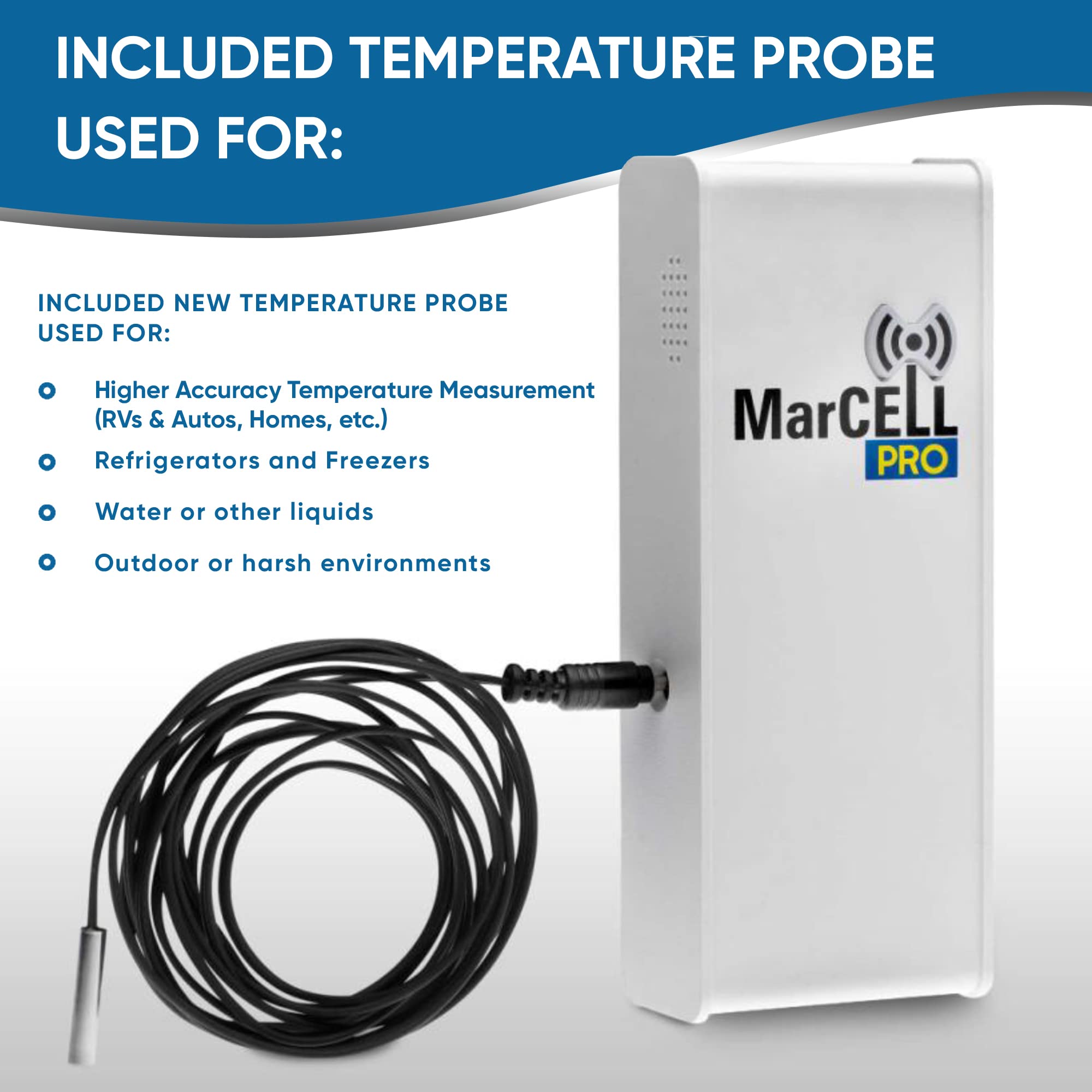MarCELL PRO - Professional Remote Temperature & Humidity Monitor with Power Monitoring - No WiFi Required (Verizon Network) - Real-Time Phone Call Alerts - Ideal for RV, Server Room, Freezer, Home & Office Use - Made in USA