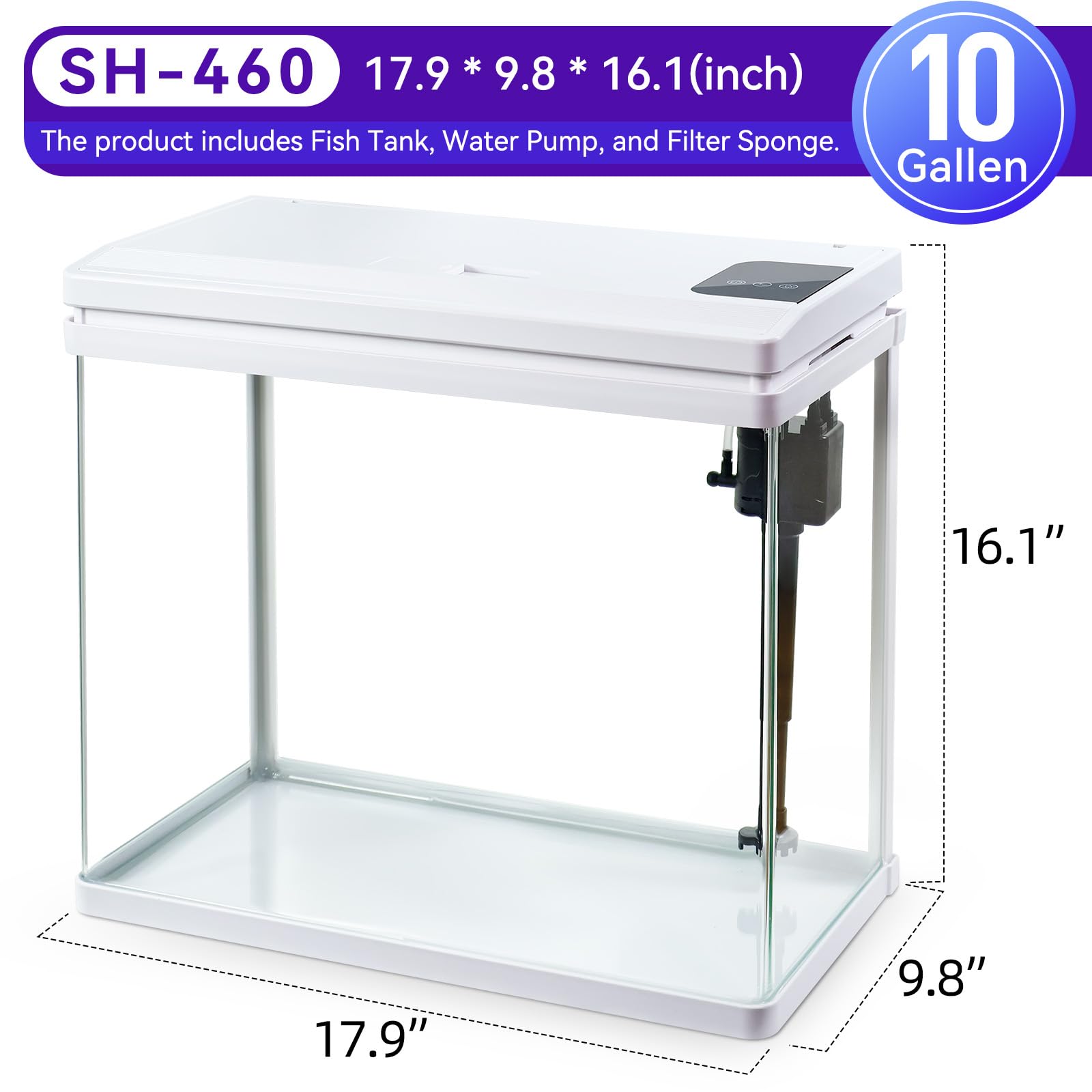 10 Gallon Betta Fish Tank Starter Kit - Smart Timer, 7 LED Lights with Adjustable Brightness, High-Clarity Glass & Efficient Filtration System | Perfect for Home, Office & Classroom Aquarium Setup