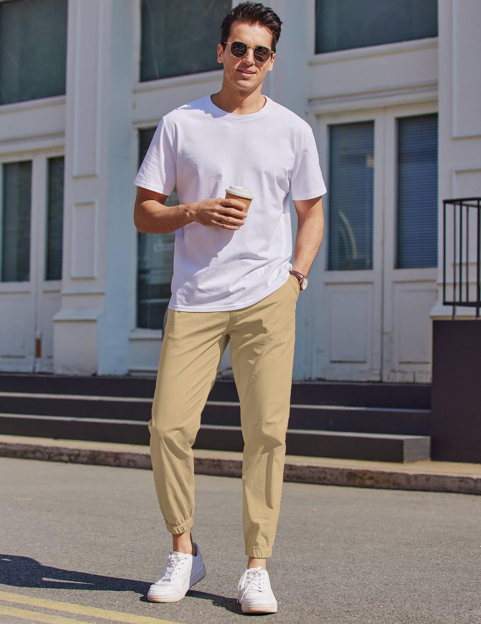 **COOFANDY Men's Casual Joggers - Cotton Elastic Waist Drawstring Cargo Pants for Hiking, Outdoor, Workout & Lounge Wear**    (Note: This optimized title includes keywords like 