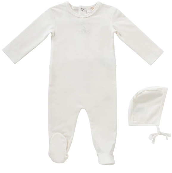 KIPP BEBE Stretchie Baby Bodysuit with Bonnet - Newborn to 6 Months - Soft Cotton Onesie for Infants | Perfect for Sleepwear, Playtime & Photo Shoots