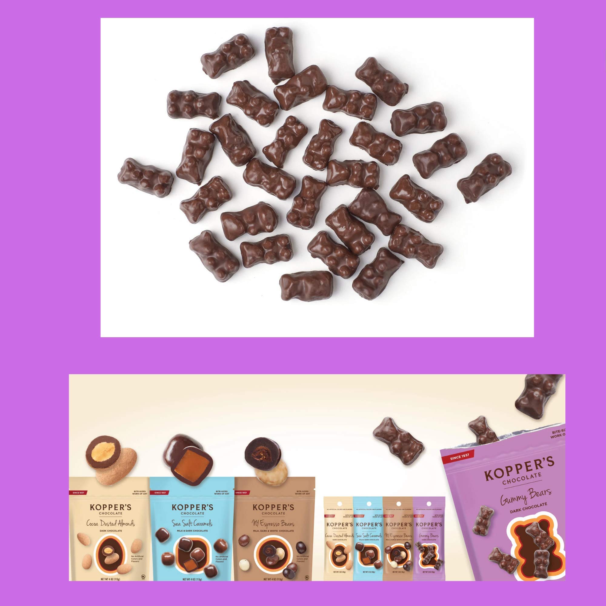 Dark Chocolate Gummy Bears 6-Pack (2oz Each) - Perfect for Snacking & Gifts