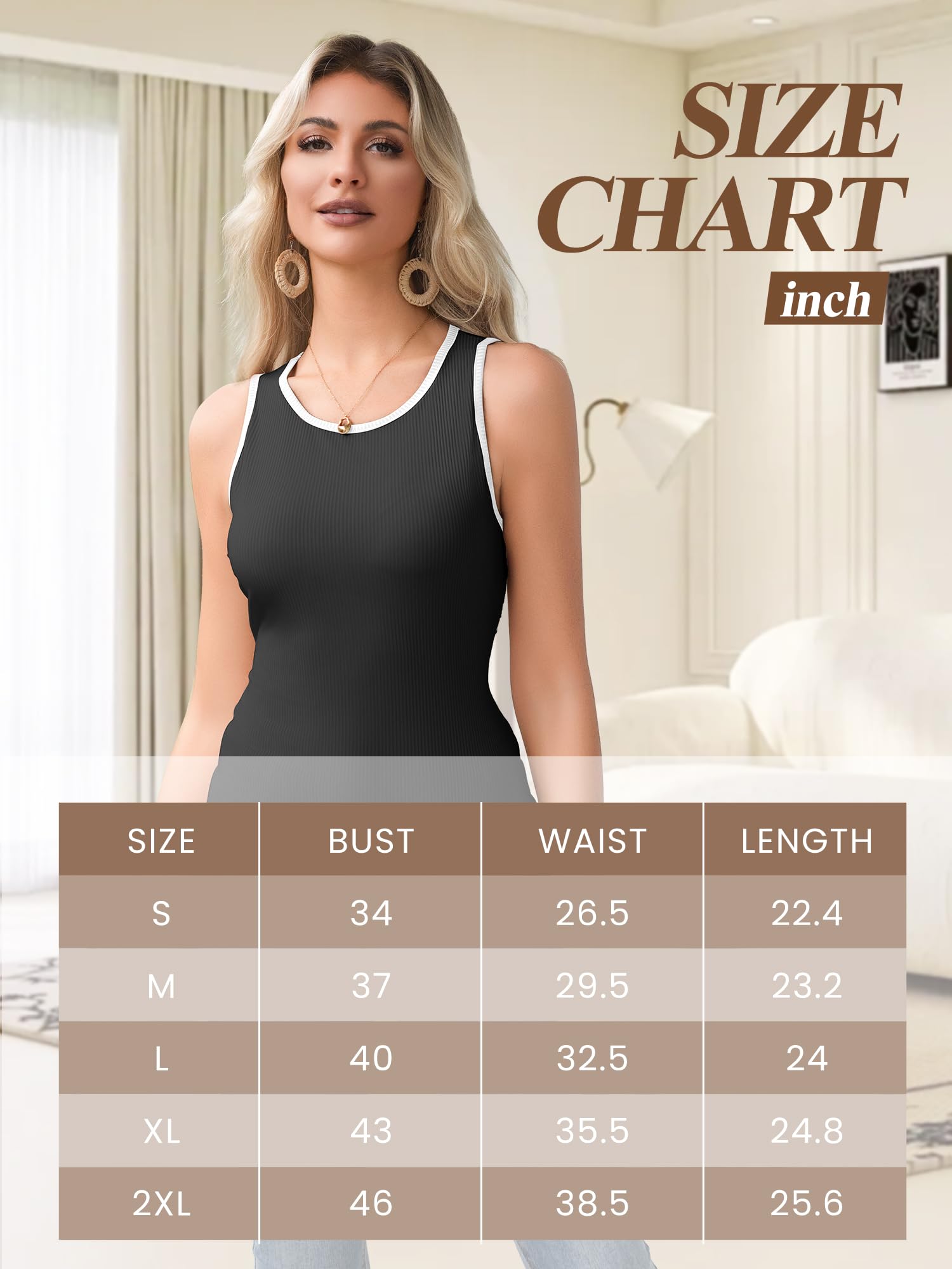 Women's Ribbed Knit Tank Tops - Slim Fitted Sleeveless Crewneck Shirts for Summer | Casual Basic Trendy Tops for Beach, Layering & Everyday Wear