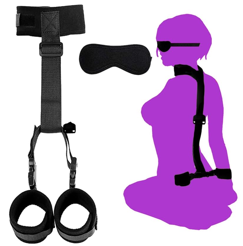 Queen Size Bed Restraints Kit - Adjustable Hand & Ankle Cuffs for Couples, Sexy Bondage Toys with Spreaders Bar for Adults (Black) - Perfect for Spicing Up Your Bedroom & BDSM Play