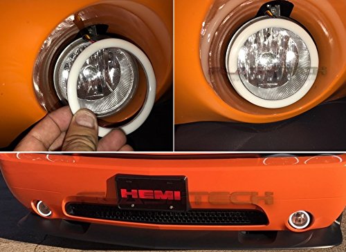 Flashtech Waterproof White & Amber Switchback LED Halo Ring Fog Lights with Wireless Remote for 2005-2010 Dodge Charger | DRL & Off-Road Lighting Upgrade