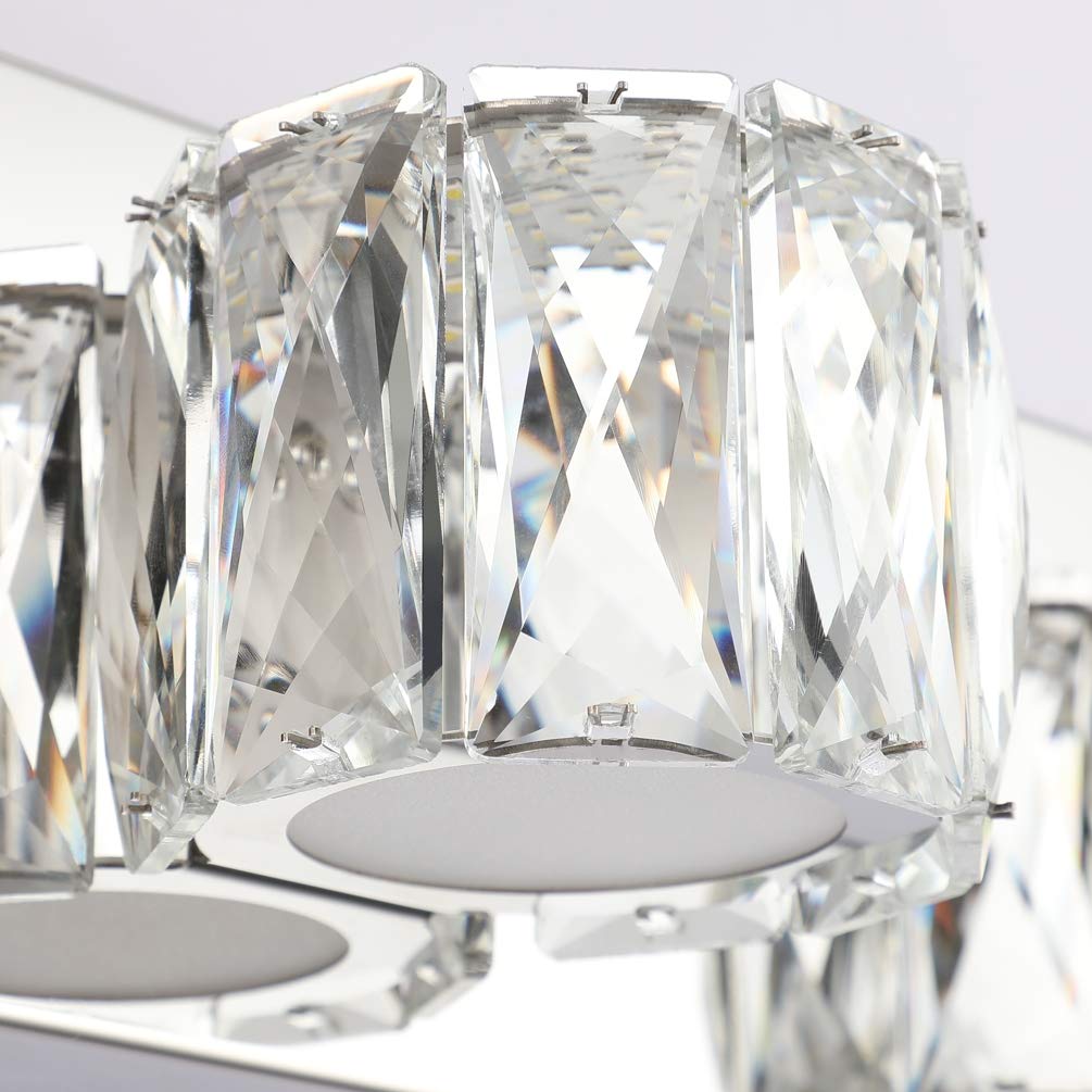 Aipsun 41 Inch 6-Light Modern Crystal Vanity Lighting Fixture - LED Bathroom Mirror Light, 6000K White Light for Vanity, Dressing Room & Makeup Area